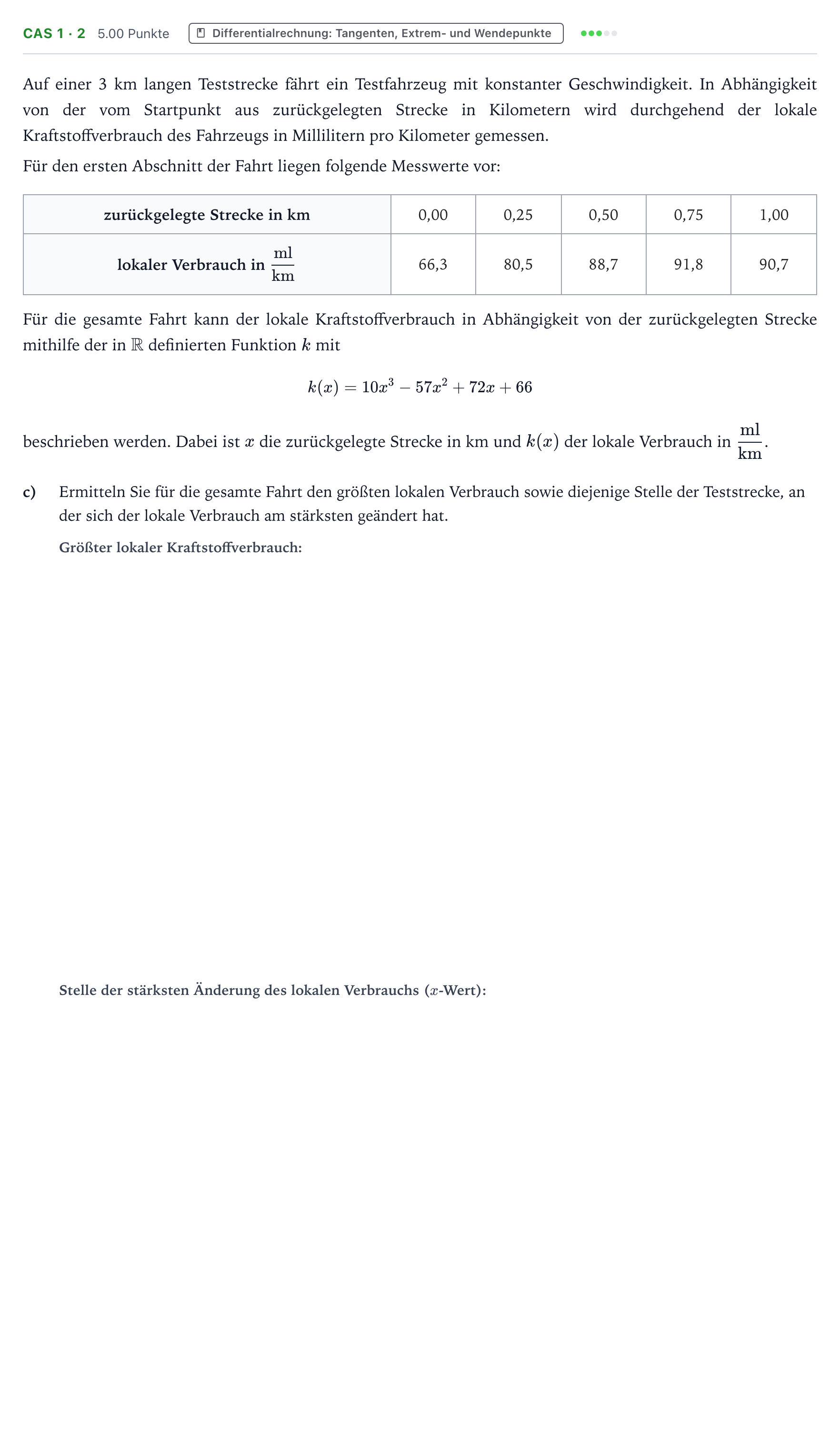 Aufgabenstellung: Aufgabe CAS 1 · 2 - Differentialrechnung · Abitur NRW Mathematik LK · Teil B · Analysis (CAS) 2020
