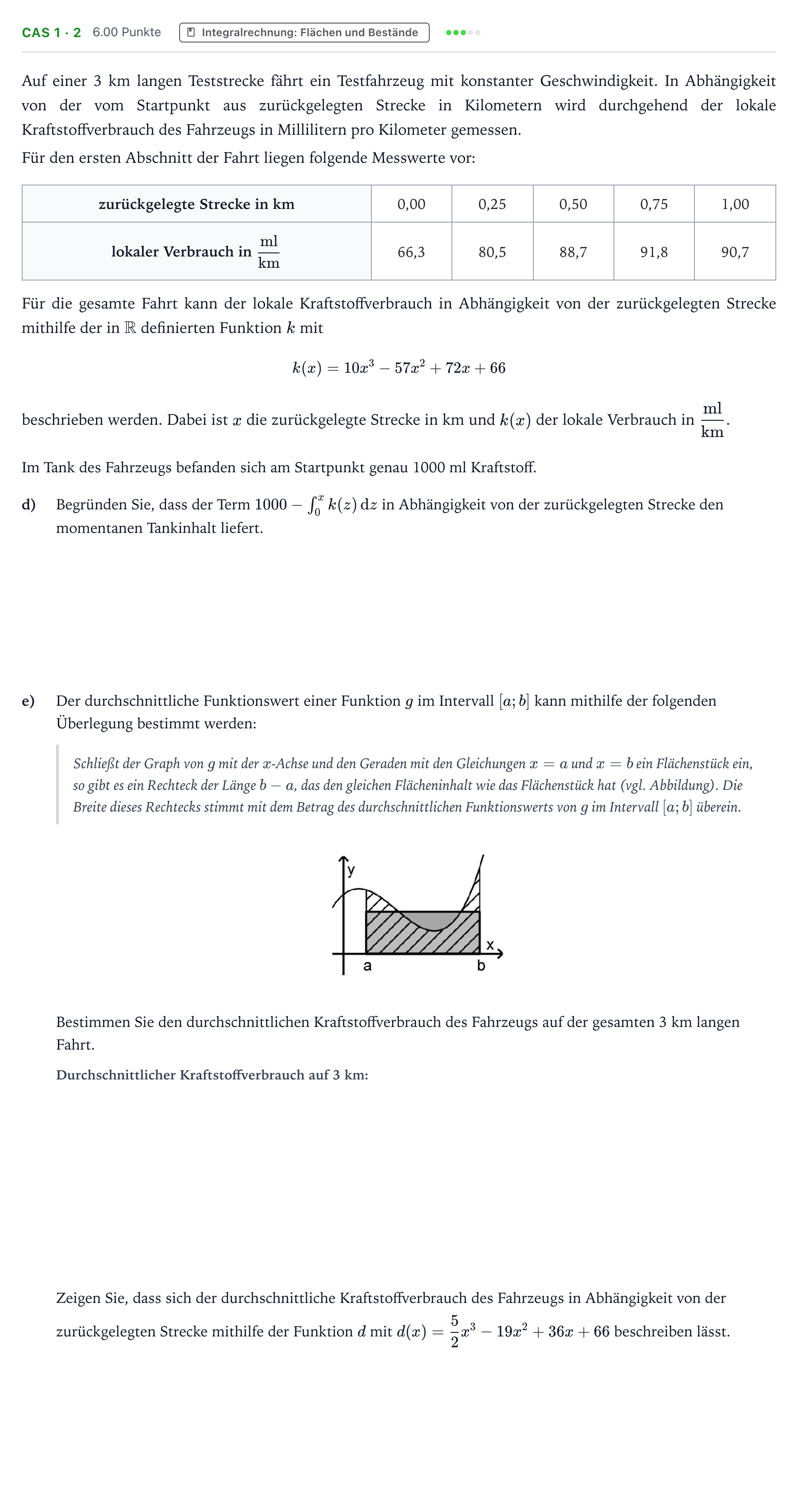 Aufgabenstellung: Aufgabe CAS 1 · 2 - Integralrechnung · Abitur NRW Mathematik LK · Teil B · Analysis (CAS) 2020