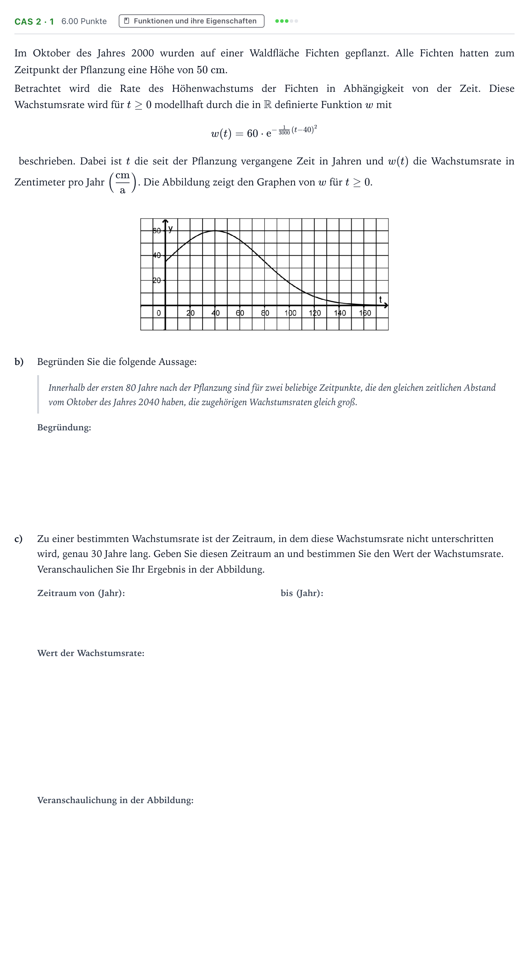 Aufgabenstellung: Aufgabe CAS 2 · 1 - Funktionen und ihre Eigenschaften · Abitur NRW Mathematik LK · Teil B · Analysis (CAS) 2020