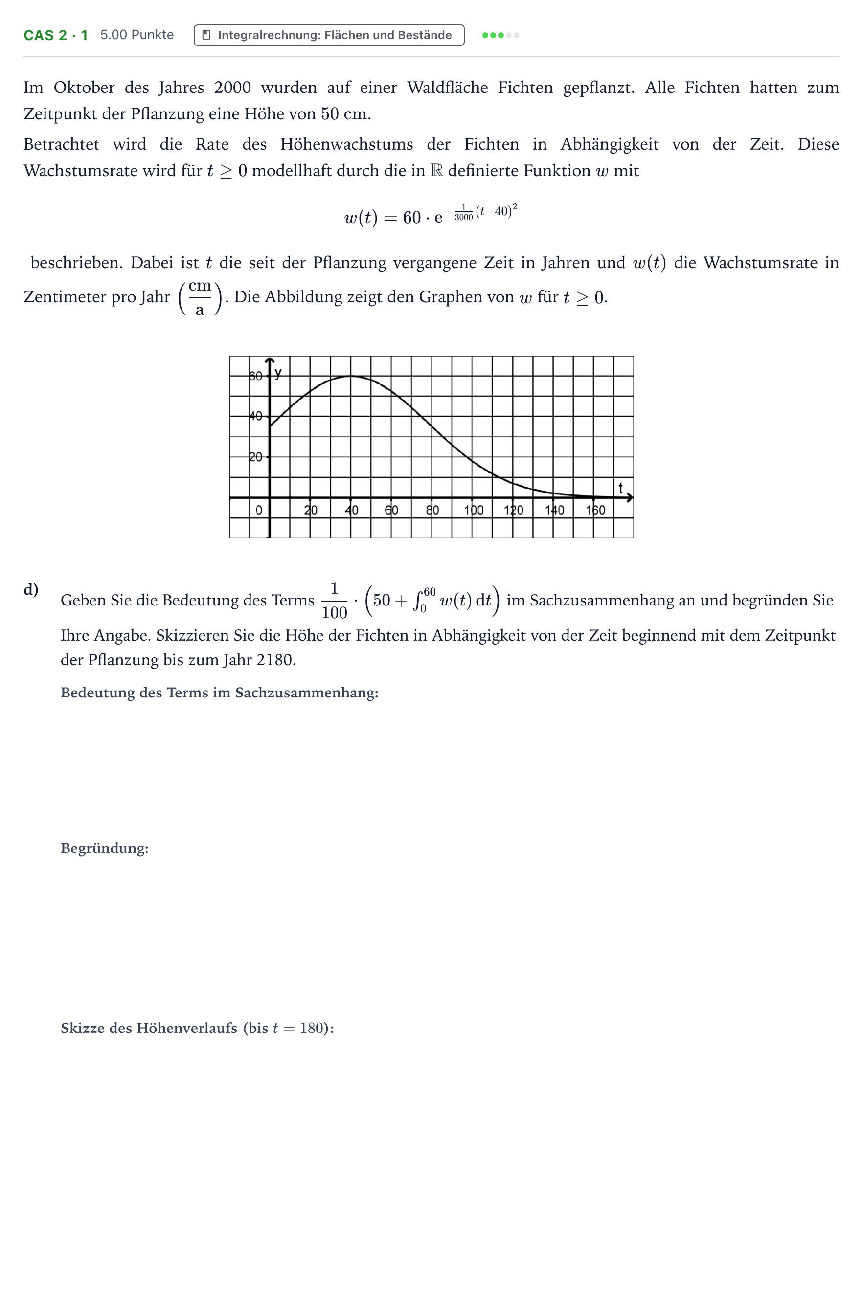 Aufgabenstellung: Aufgabe CAS 2 · 1 - Integralrechnung · Abitur NRW Mathematik LK · Teil B · Analysis (CAS) 2020