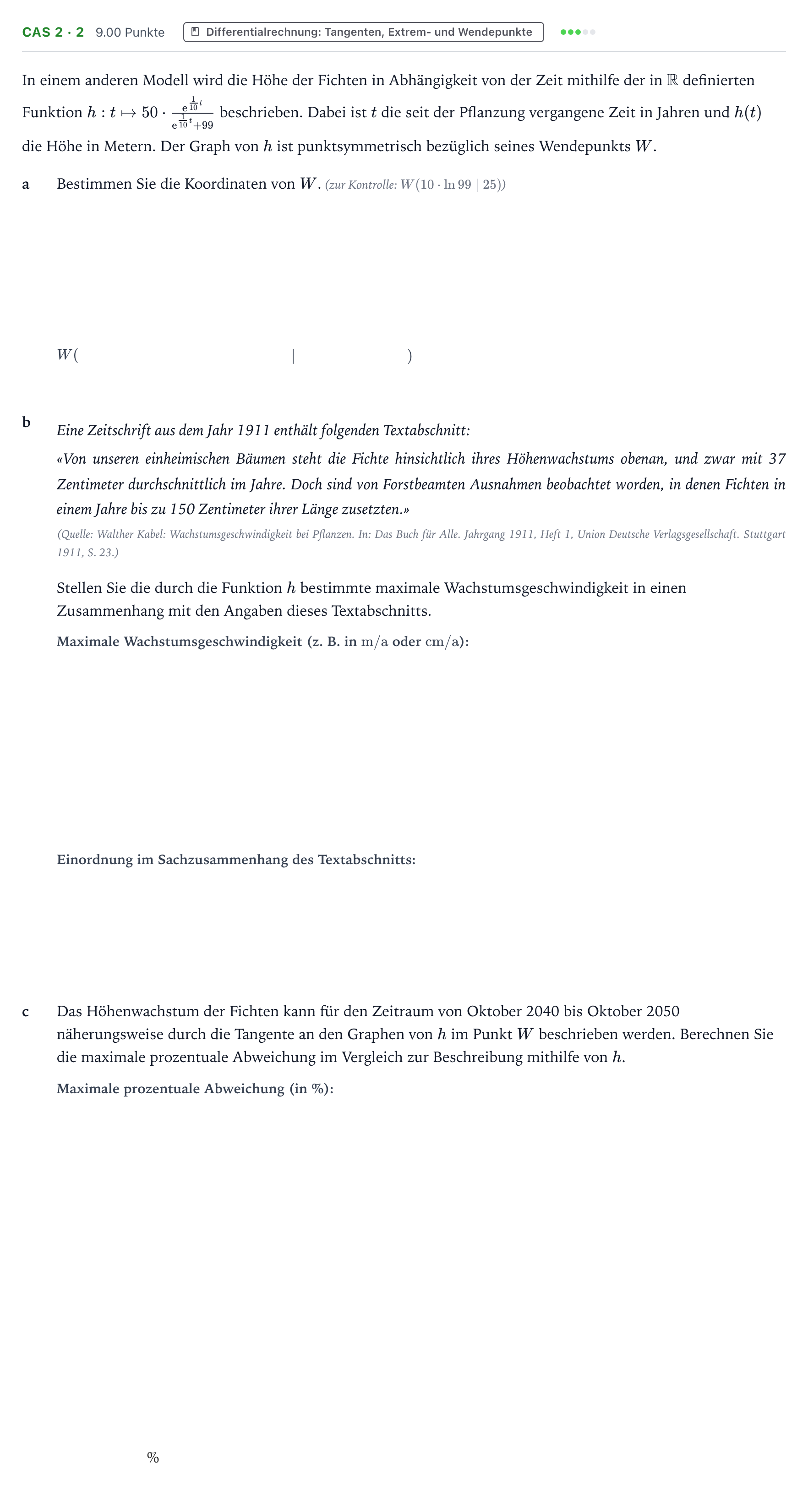 Aufgabenstellung: Aufgabe CAS 2 · 2 - Differentialrechnung · Abitur NRW Mathematik LK · Teil B · Analysis (CAS) 2020