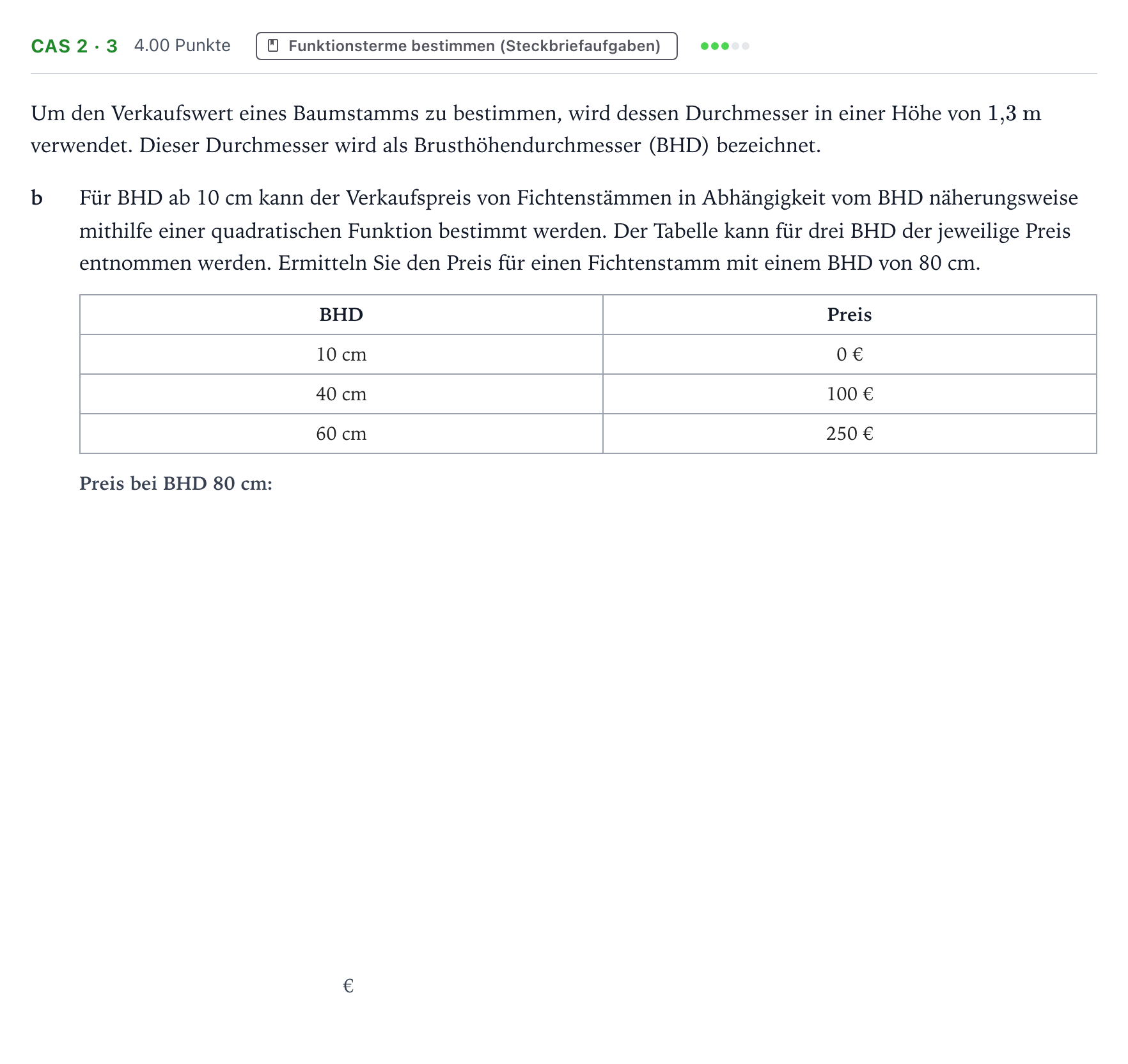 Aufgabenstellung: Aufgabe CAS 2 · 3 - Funktionsterme bestimmen · Abitur NRW Mathematik LK · Teil B · Analysis (CAS) 2020
