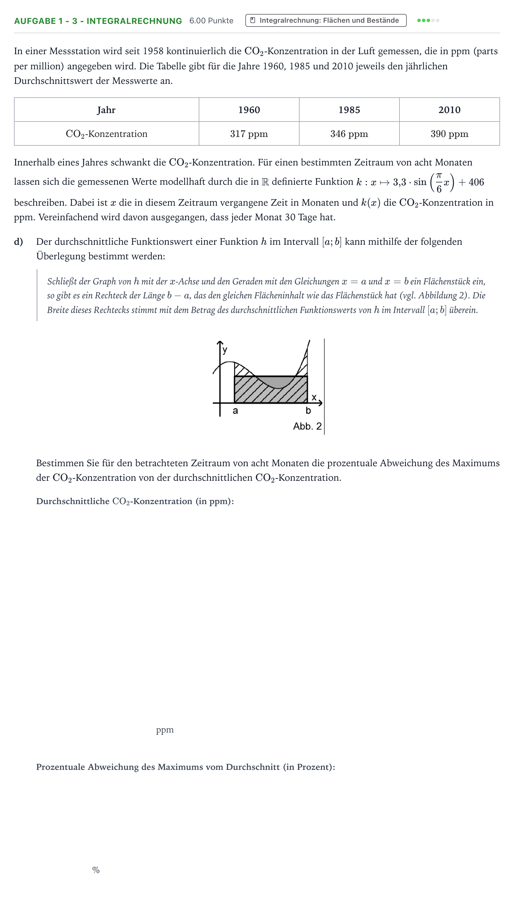 Aufgabenstellung: Aufgabe 1 - 3 - Integralrechnung · Abitur NRW Mathematik LK · Teil B · Analysis (WTR) 2020