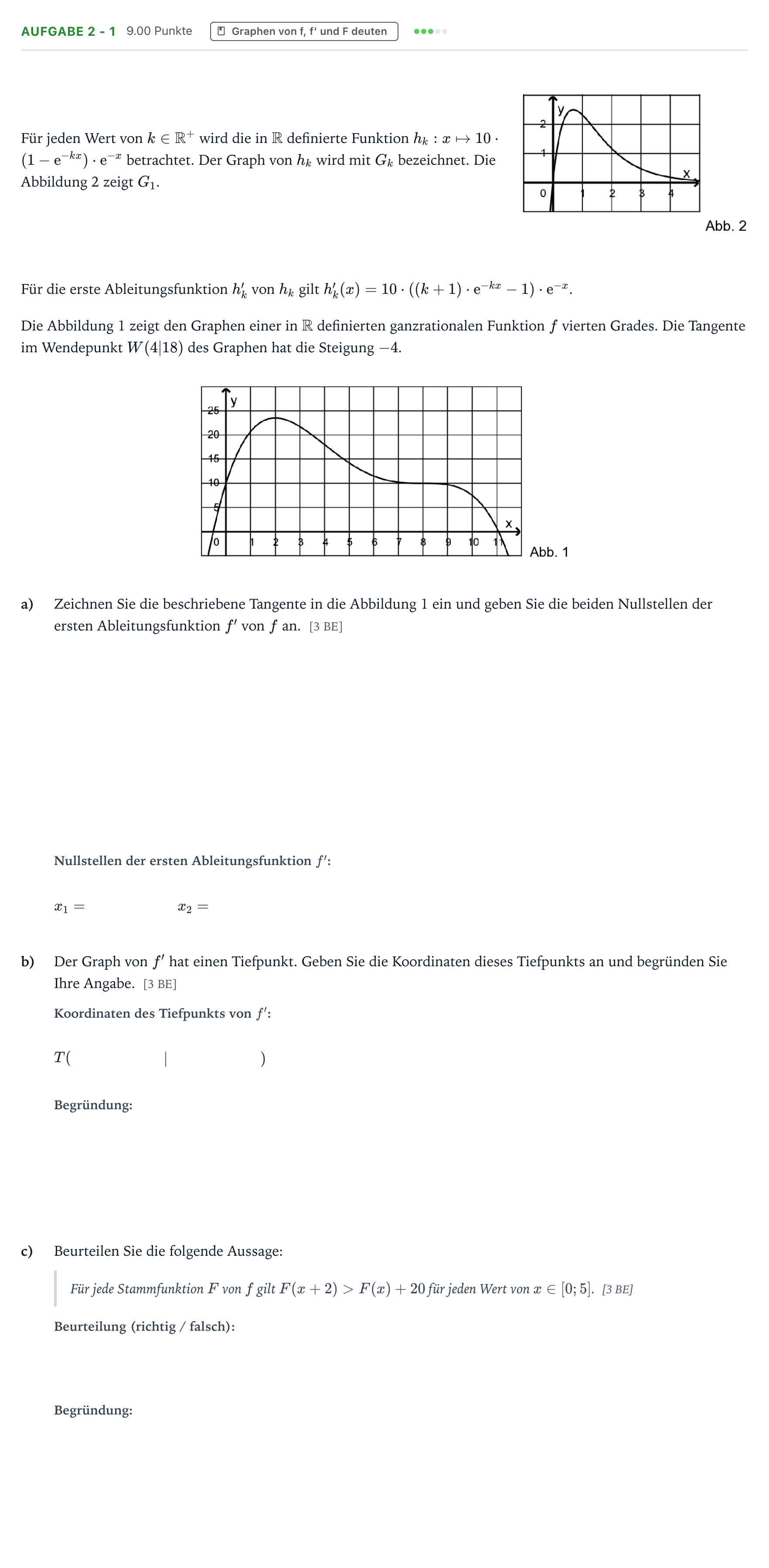 Aufgabenstellung: Aufgabe 2 - 1 · Abitur NRW Mathematik LK · Teil B · Analysis (WTR) 2020