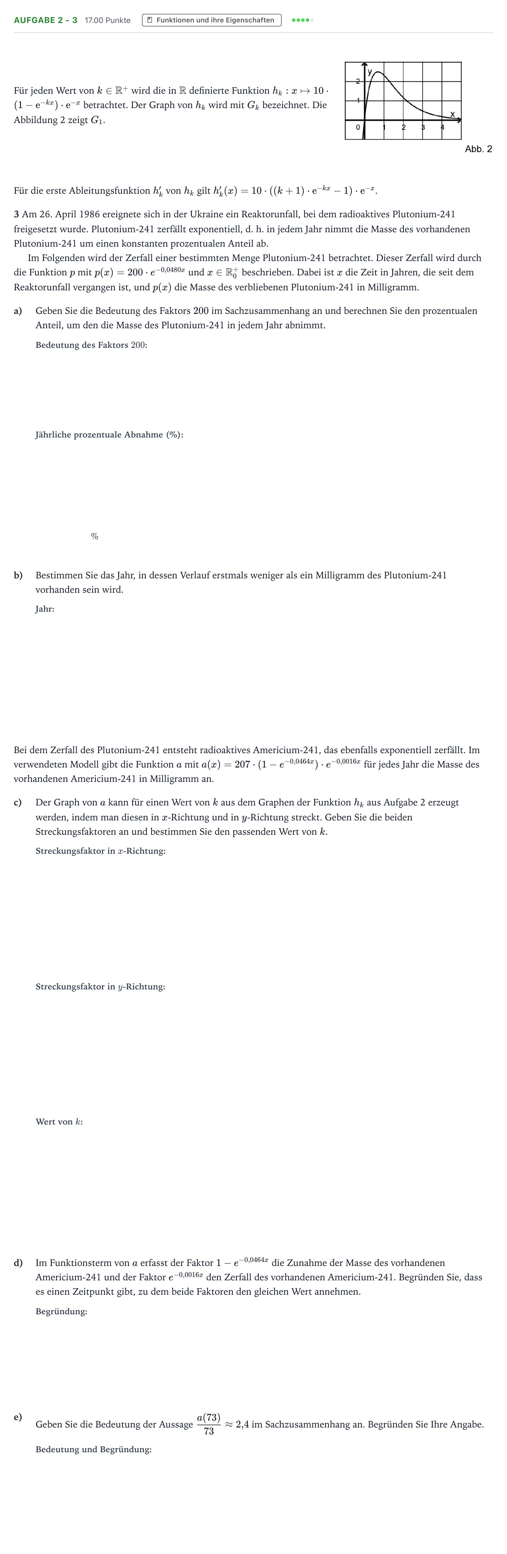 Aufgabenstellung: Aufgabe 2 - 3 · Abitur NRW Mathematik LK · Teil B · Analysis (WTR) 2020