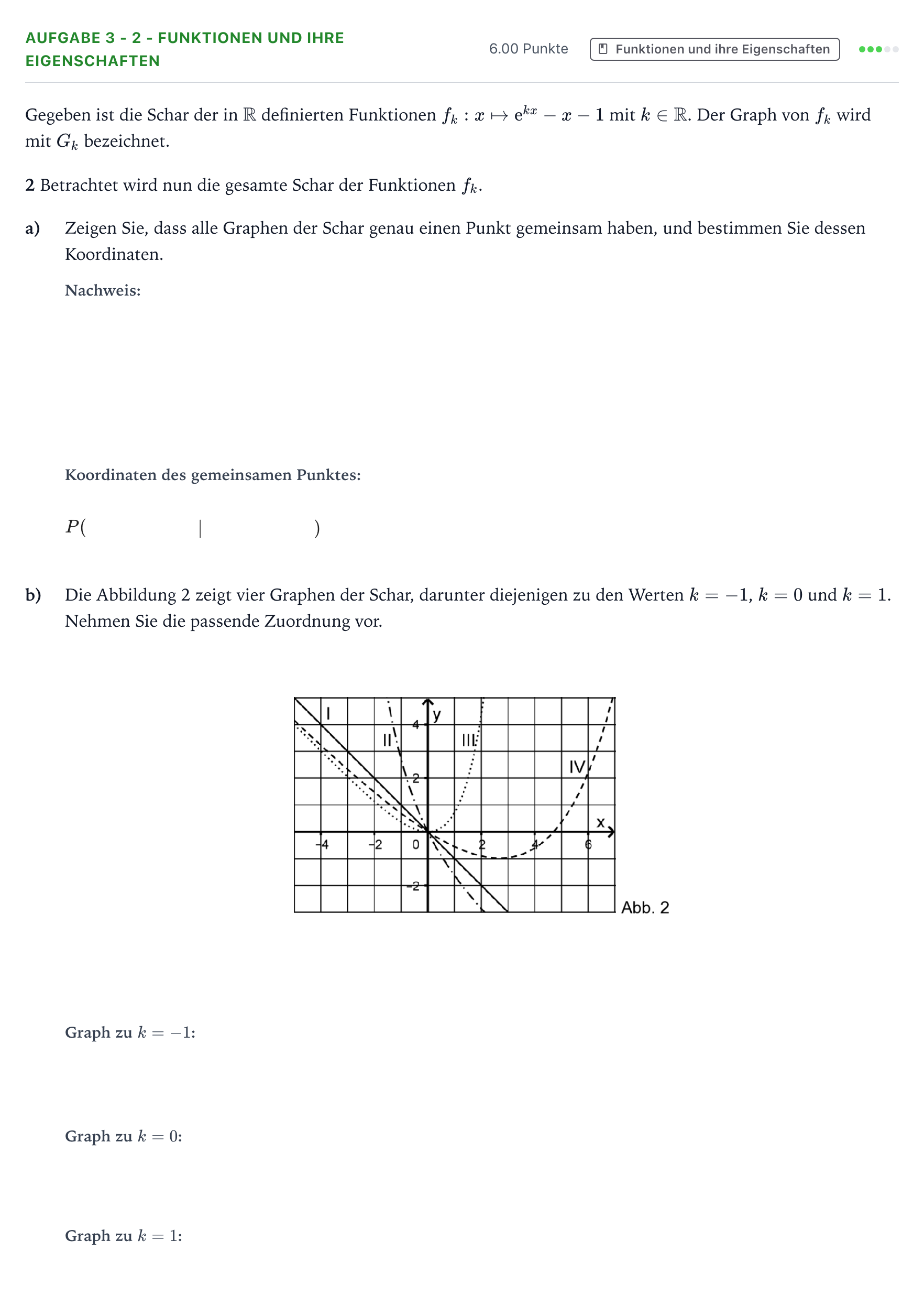 Aufgabenstellung: Aufgabe 3 - 2 - Funktionen und ihre Eigenschaften · Abitur NRW Mathematik LK · Teil B · Analysis (WTR) 2020