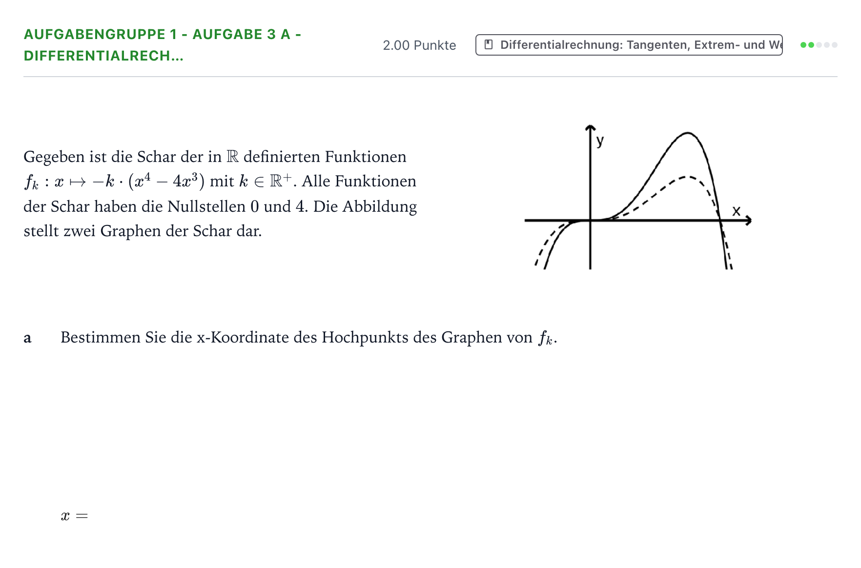Aufgabenstellung: Aufgabengruppe 1 - Aufgabe 3 a - Differentialrech… · Abitur NRW Mathematik LK · Teil A · Analysis 2020