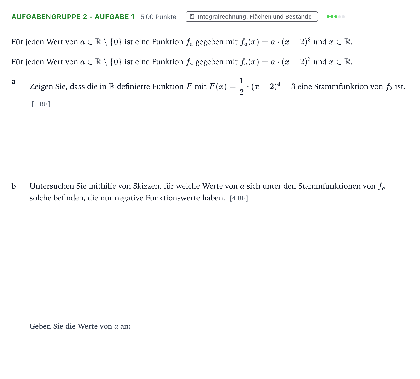 Aufgabenstellung: Aufgabengruppe 2 - Aufgabe 1 · Abitur NRW Mathematik LK · Teil A · Analysis 2020