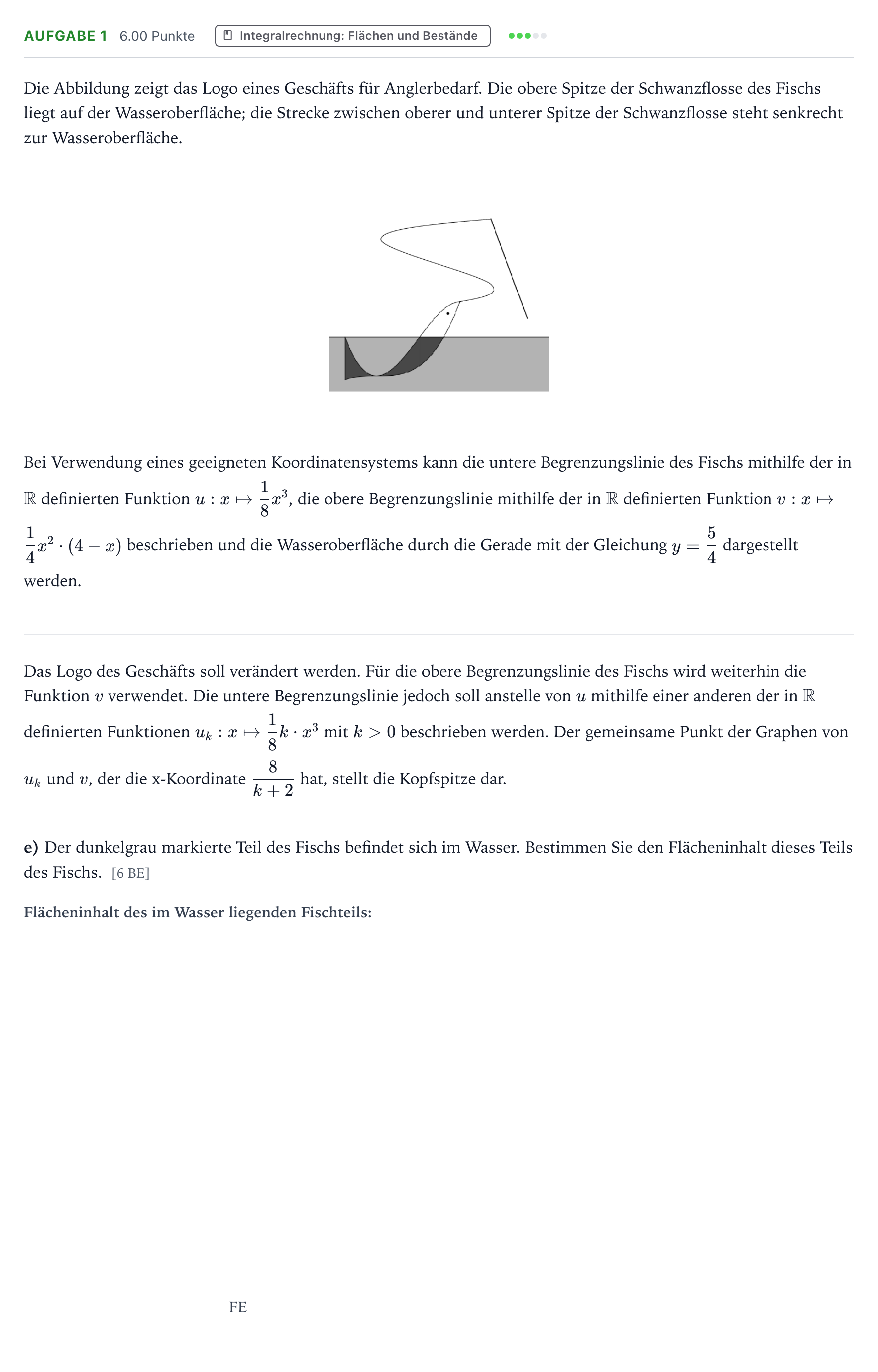 Aufgabenstellung: Aufgabe 1 - Integralrechnung · Abitur NRW Mathematik GK · Teil B · Analysis (CAS) 2020