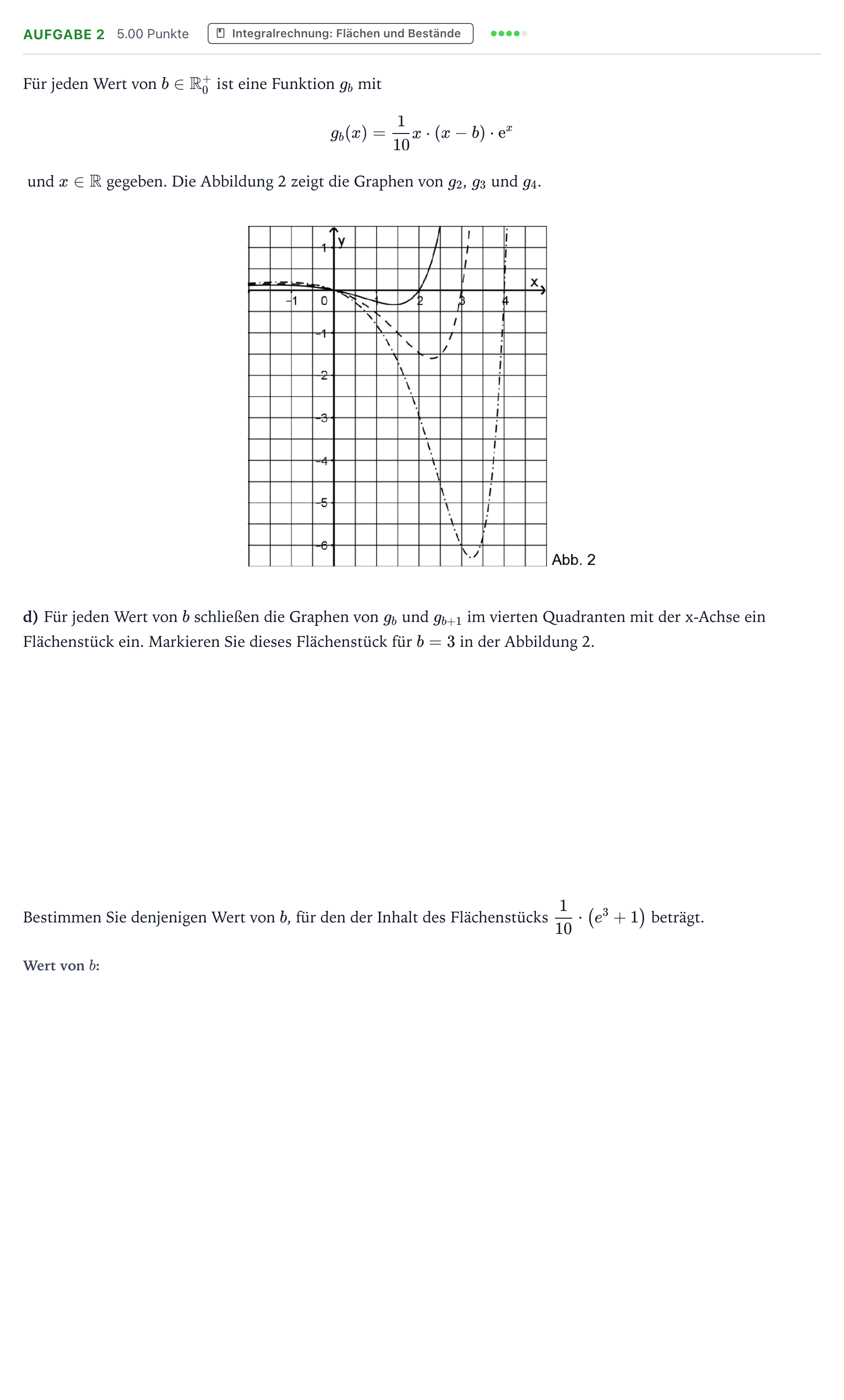 Aufgabenstellung: Aufgabe 2 - Integralrechnung · Abitur NRW Mathematik GK · Teil B · Analysis (CAS) 2020