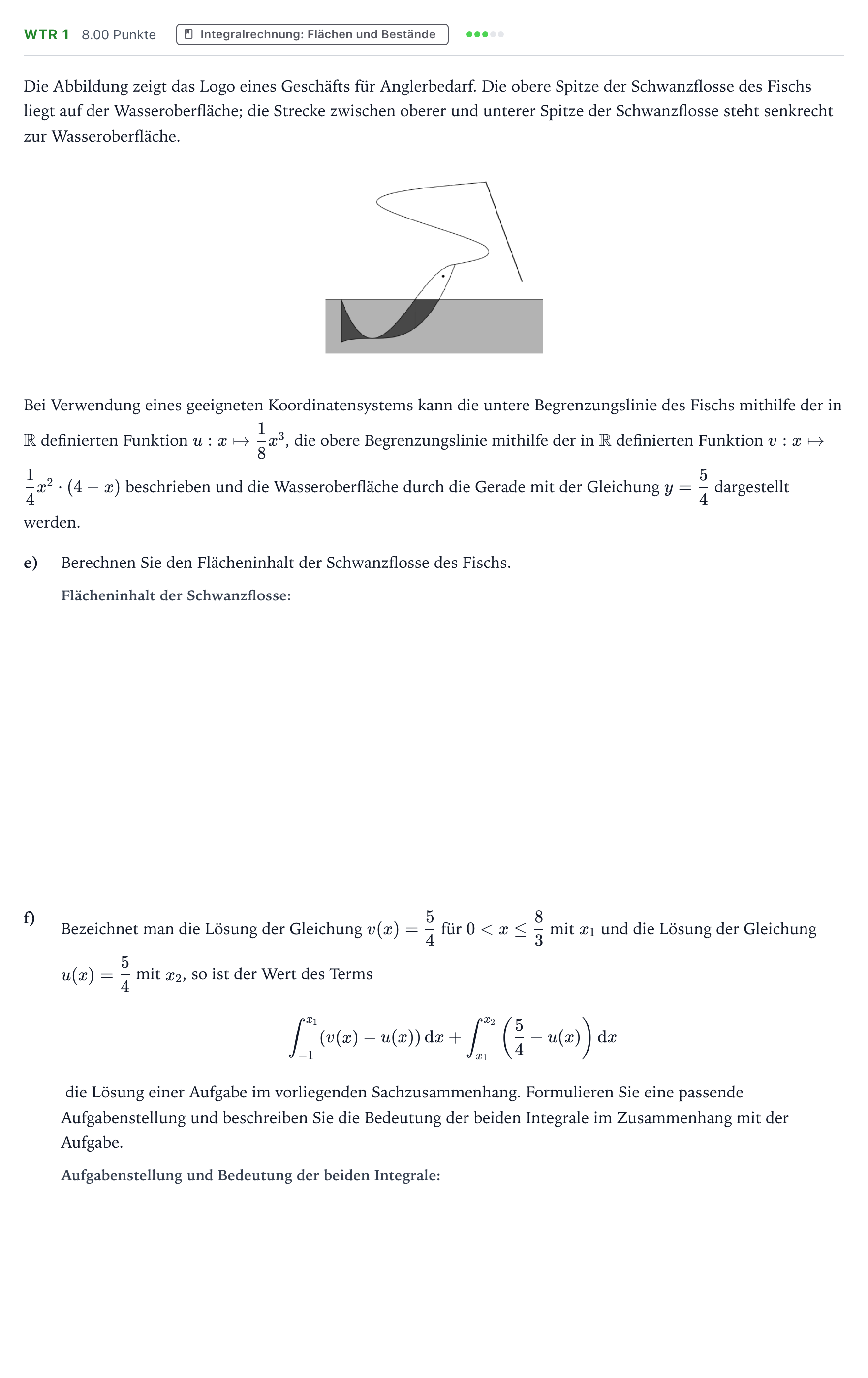 Aufgabenstellung: Aufgabe WTR 1 - Integralrechnung: Flächen und Bestände · Abitur NRW Mathematik GK · Teil B · Analysis (WTR) 2020