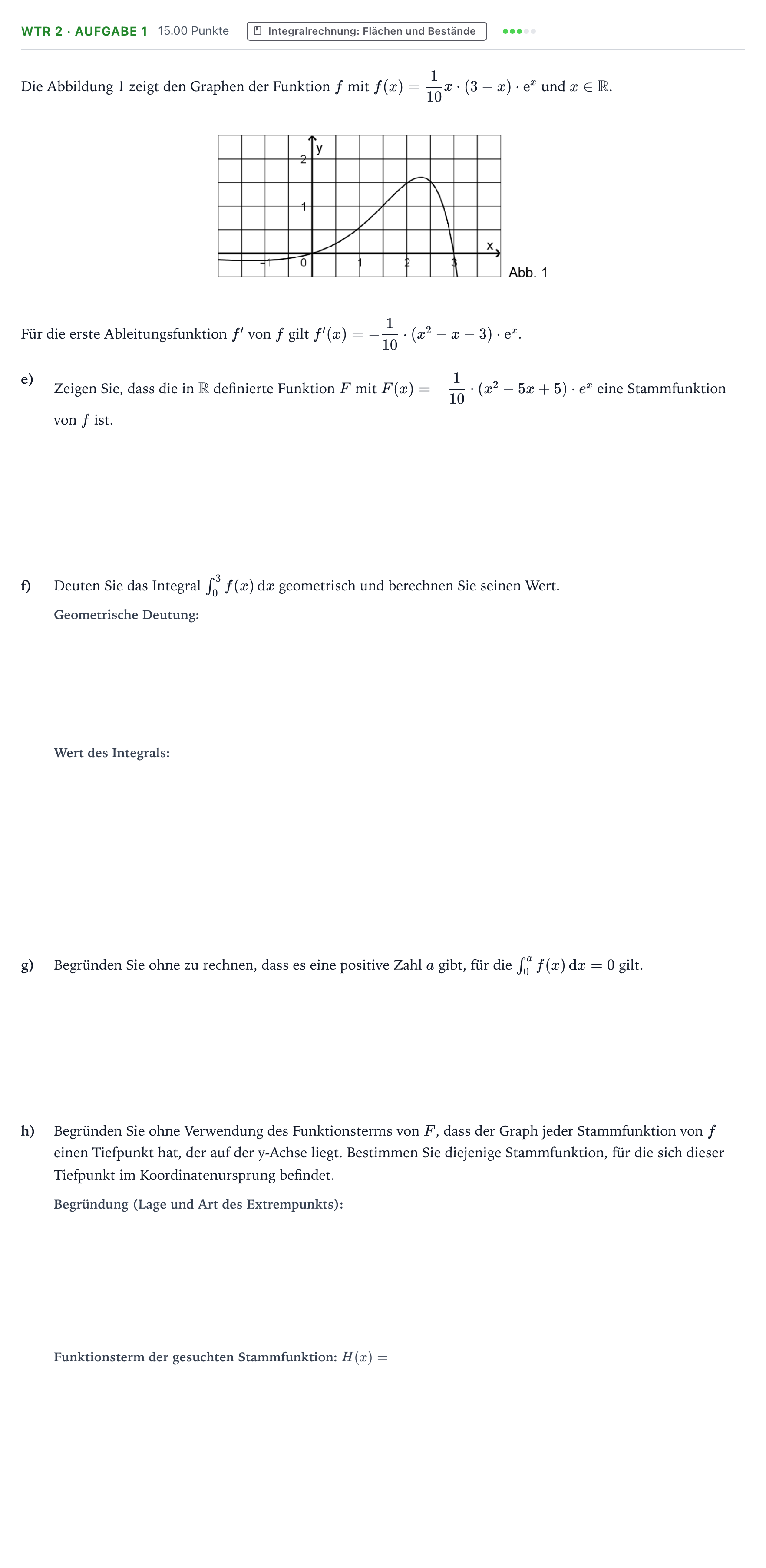 Aufgabenstellung: Aufgabe WTR 2 · Aufgabe 1 - Integralrechnung: Flächen und… · Abitur NRW Mathematik GK · Teil B · Analysis (WTR) 2020