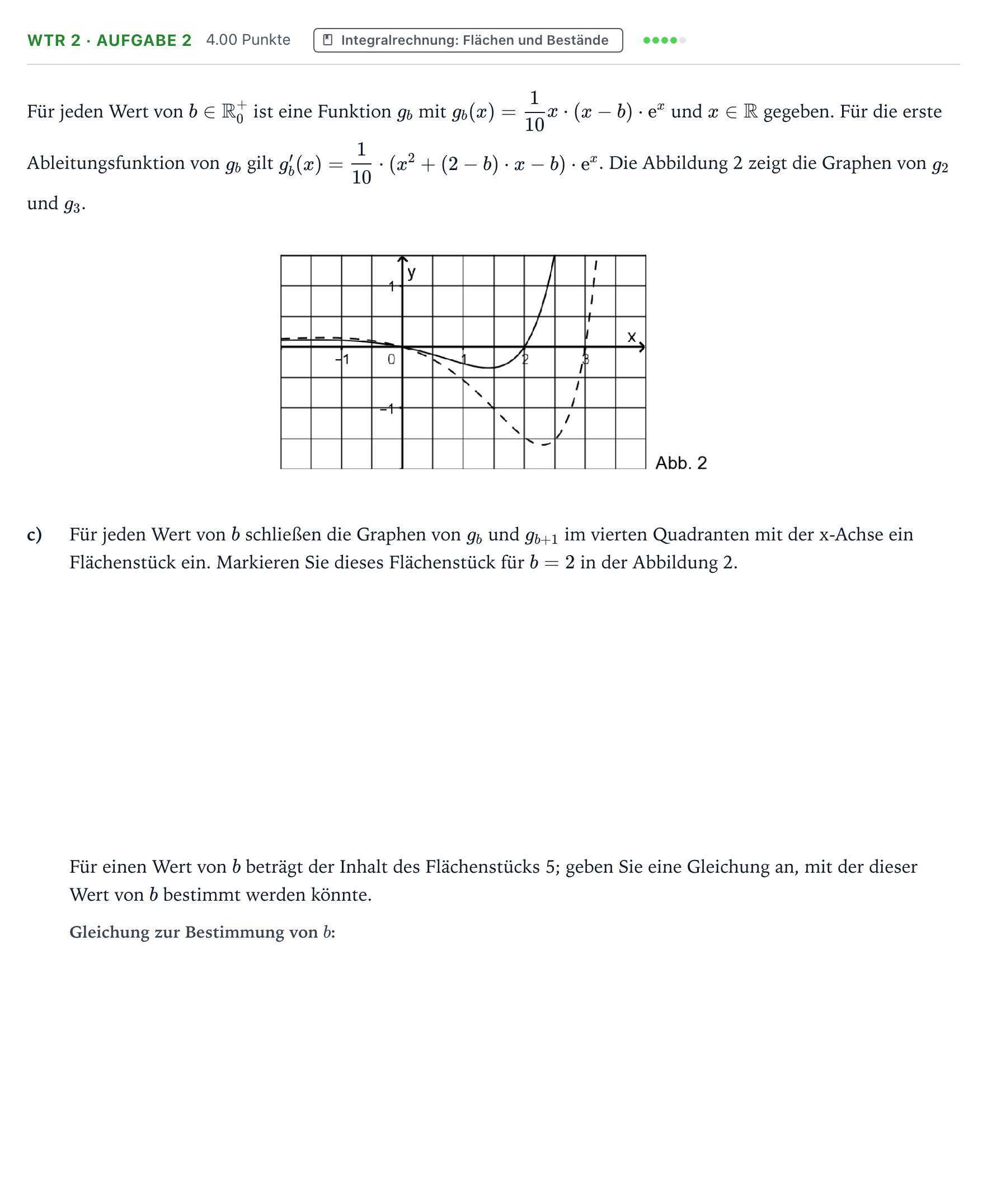 Aufgabenstellung: Aufgabe WTR 2 · Aufgabe 2 - Integralrechnung: Flächen und… · Abitur NRW Mathematik GK · Teil B · Analysis (WTR) 2020