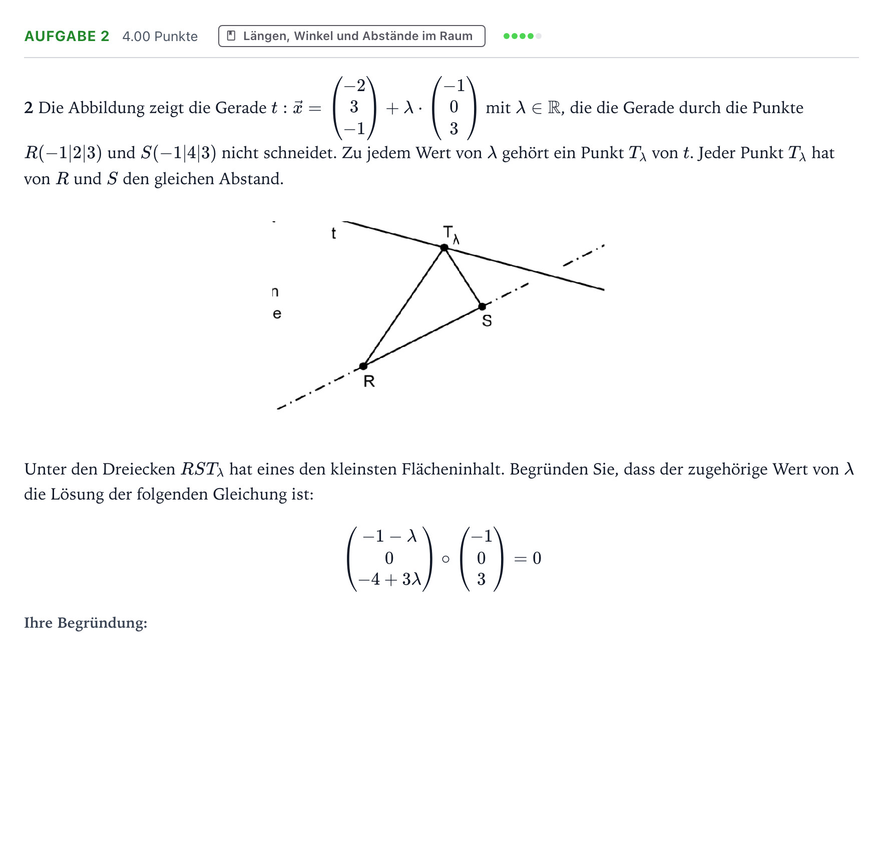Aufgabenstellung: Aufgabe 2 · Abitur NRW Mathematik GK · Teil B · Analytische Geometrie (CAS 2020