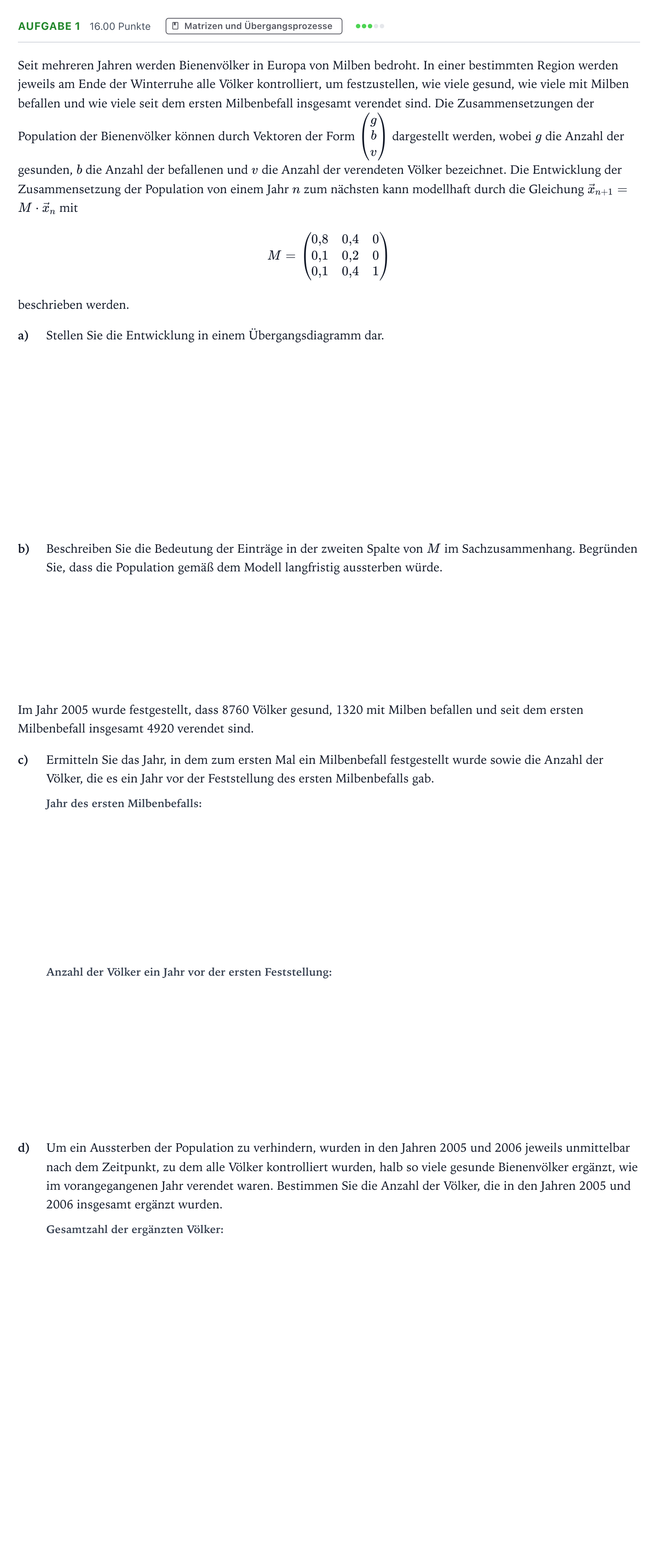 Aufgabenstellung: Aufgabe 1 · Abitur NRW Mathematik LK · Teil B · Lineare Algebra (CAS) 2020