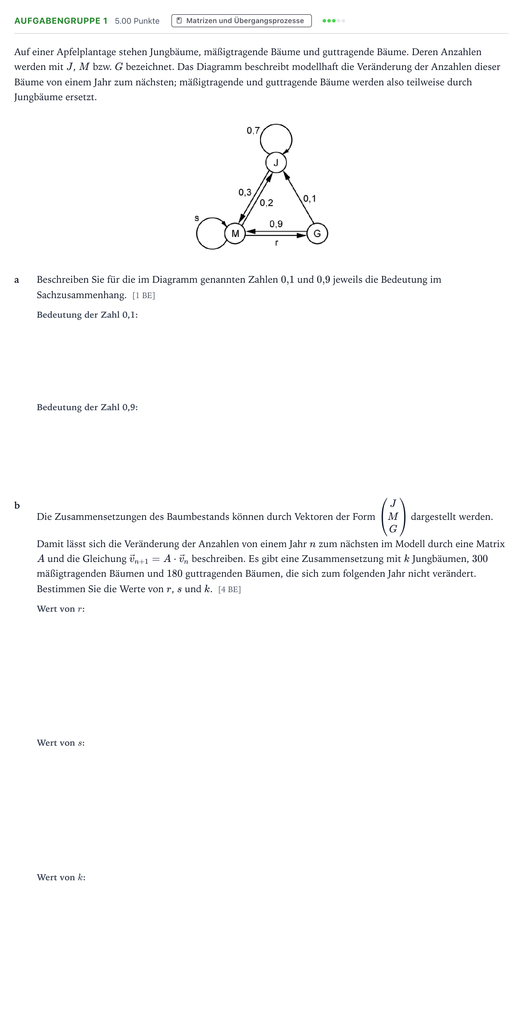 Aufgabenstellung: Aufgabengruppe 1 · Abitur NRW Mathematik LK · Teil A · Lineare Algebra 2020