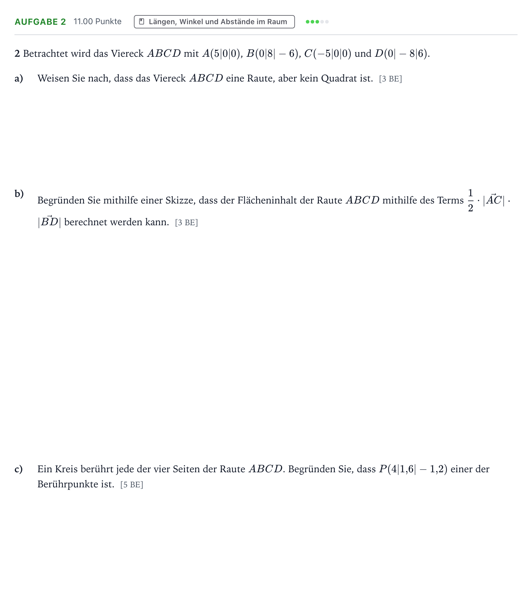 Aufgabenstellung: Aufgabe 2 · Abitur NRW Mathematik GK · Teil B · Lineare Algebra (WTR) 2020