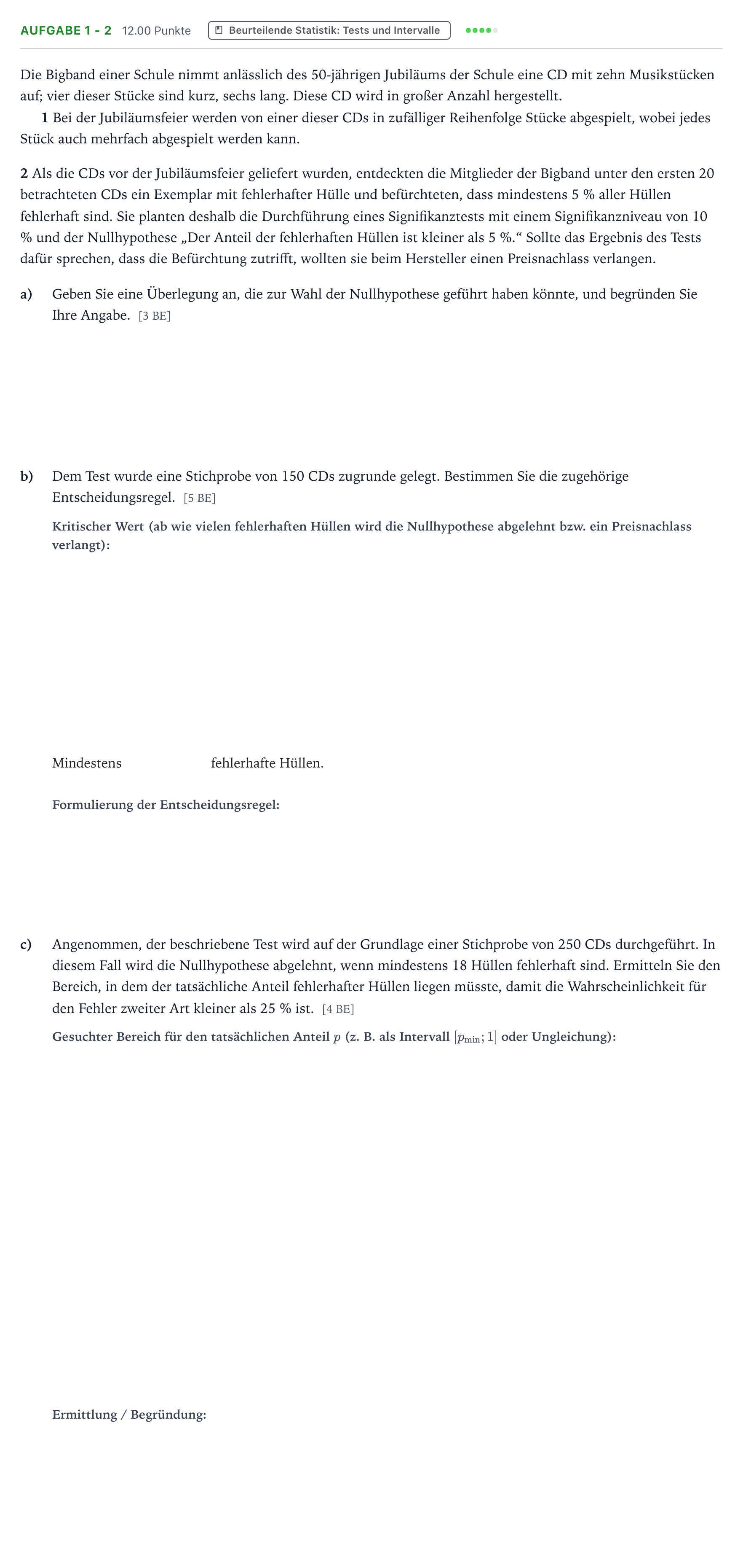 Aufgabenstellung: Aufgabe 1 - 2 · Abitur NRW Mathematik LK · Teil B · Stochastik (CAS) 2020