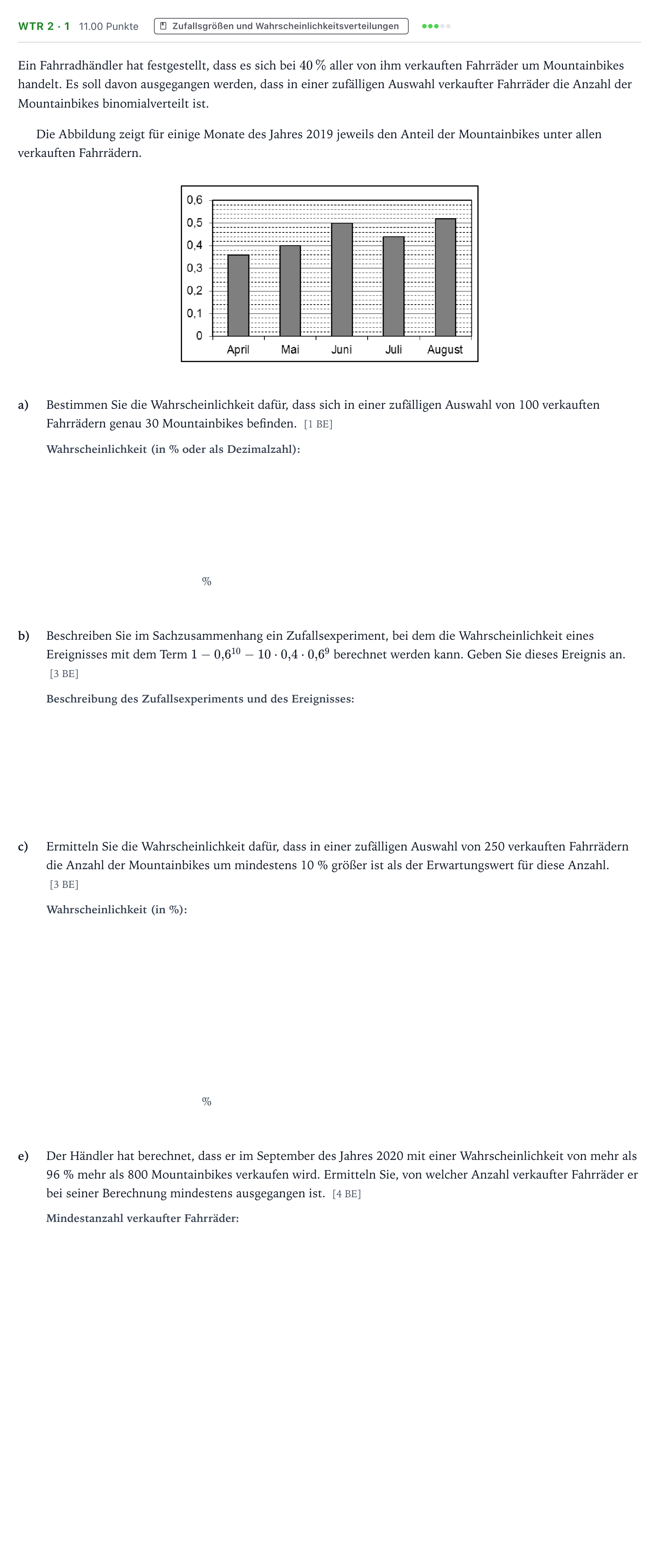 Aufgabenstellung: Aufgabe WTR 2 · 1 - Zufallsgrößen und Wahrscheinlichkeits… · Abitur NRW Mathematik LK · Teil B · Stochastik (WTR) 2020