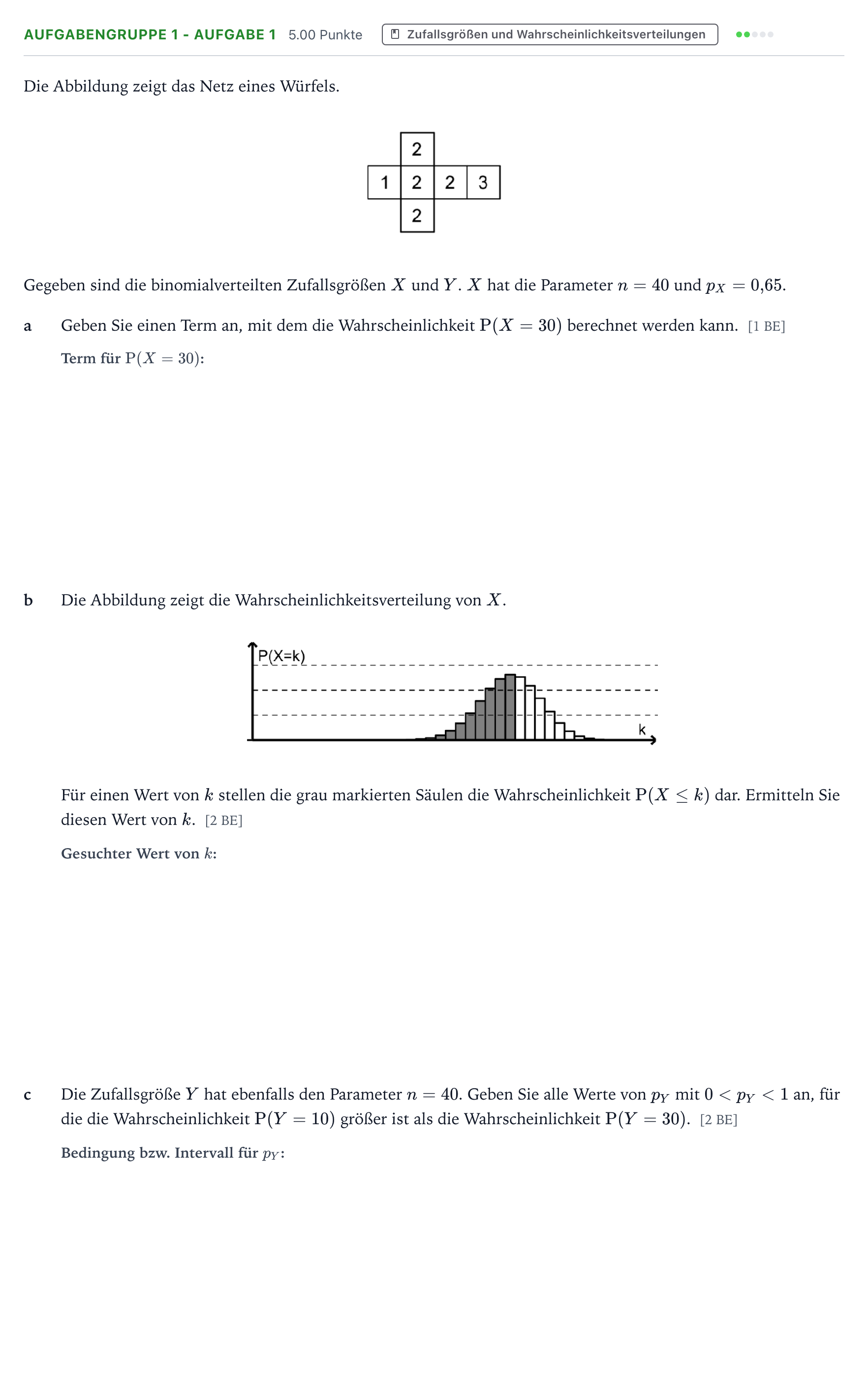 Aufgabenstellung: Aufgabengruppe 1 - Aufgabe 1 · Abitur NRW Mathematik LK · Teil A · Stochastik 2020