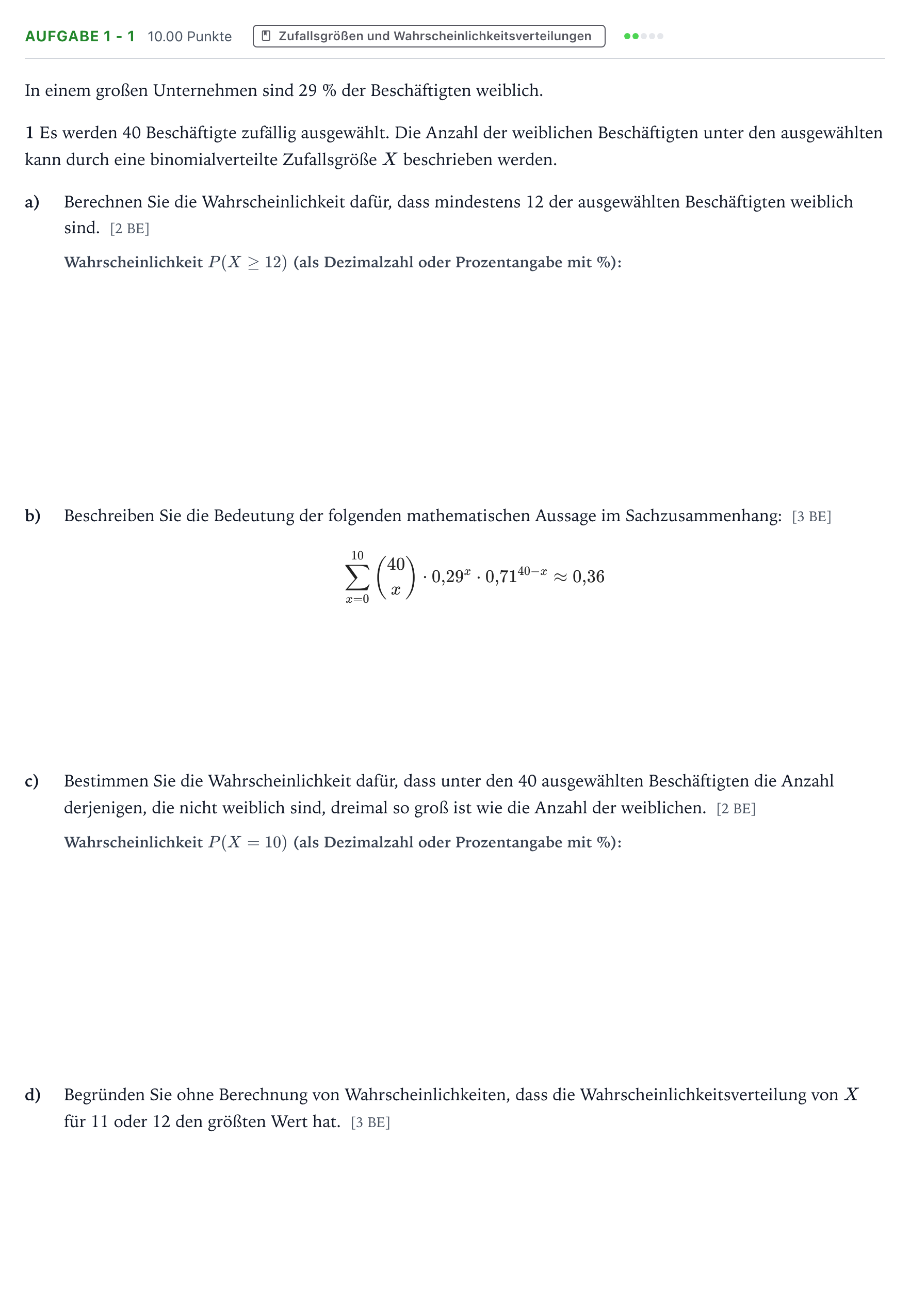 Aufgabenstellung: Aufgabe 1 - 1 · Abitur NRW Mathematik GK · Teil B · Stochastik (CAS) 2020