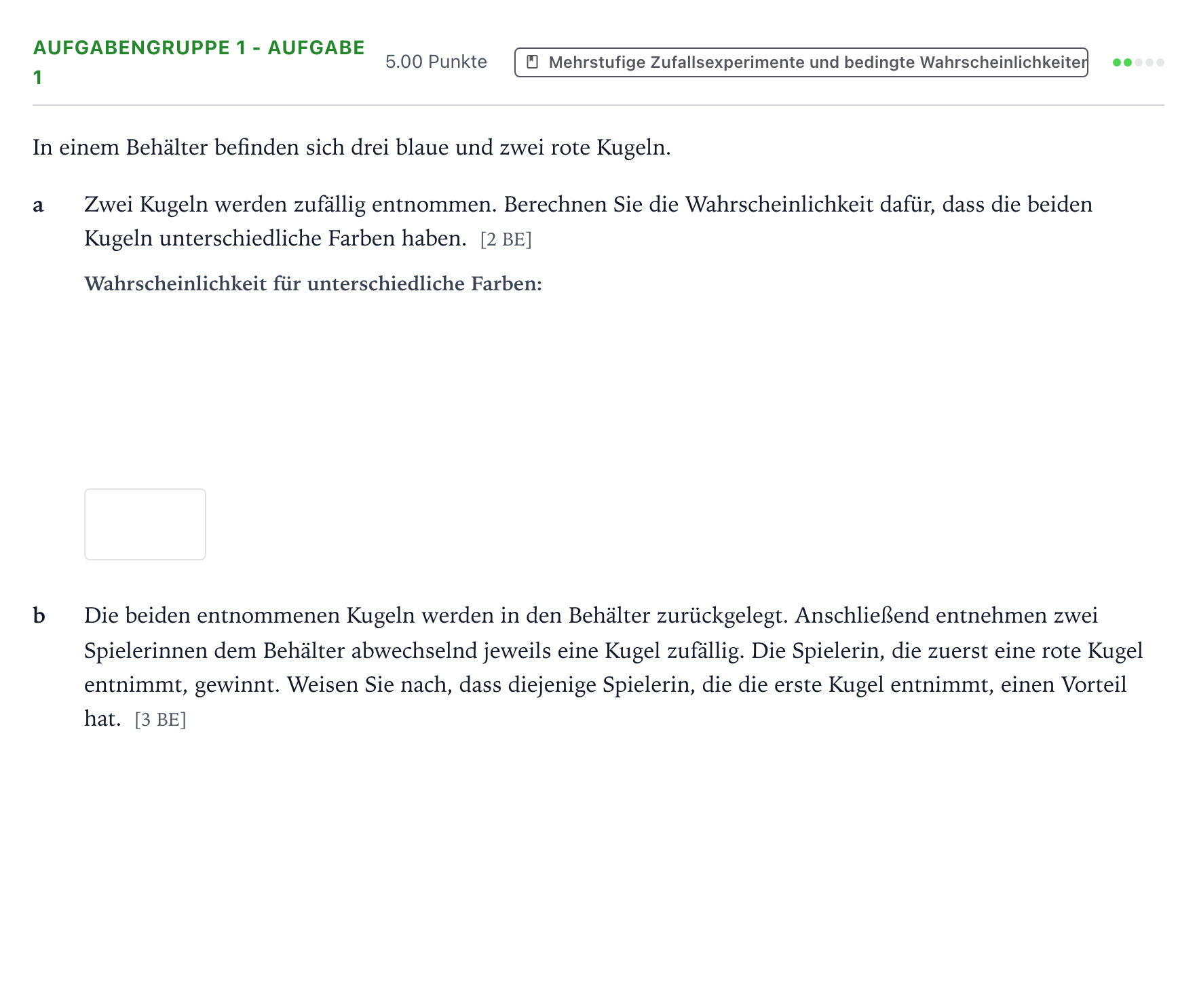 Aufgabenstellung: Aufgabengruppe 1 - Aufgabe 1 · Abitur NRW Mathematik GK · Teil A · Stochastik 2020