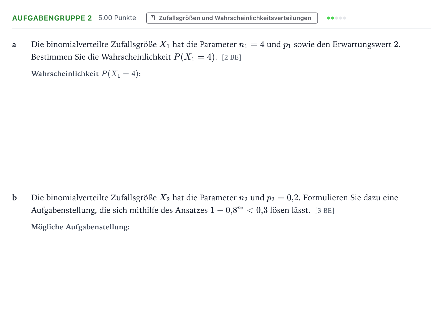 Aufgabenstellung: Aufgabengruppe 2 · Abitur NRW Mathematik GK · Teil A · Stochastik 2020