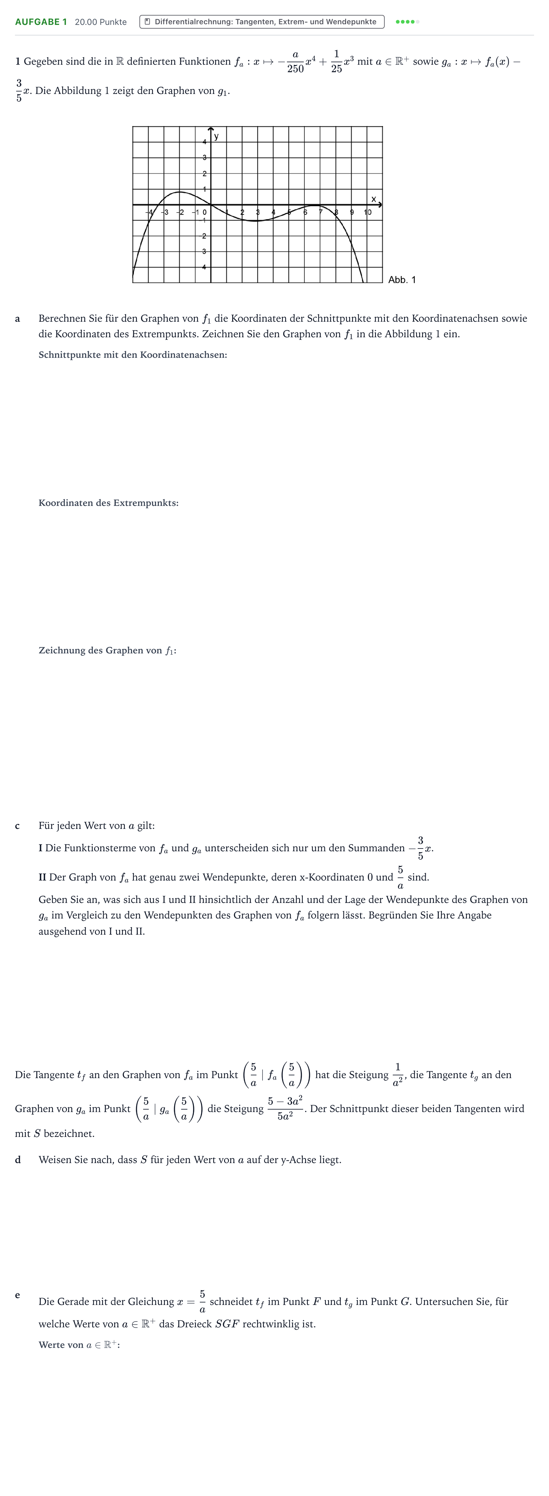 Aufgabenstellung: Aufgabe 1 - Differentialrechnung: Tangenten, Extrem- und… · Abitur NRW Mathematik LK · Teil B · Analysis (CAS) 2021