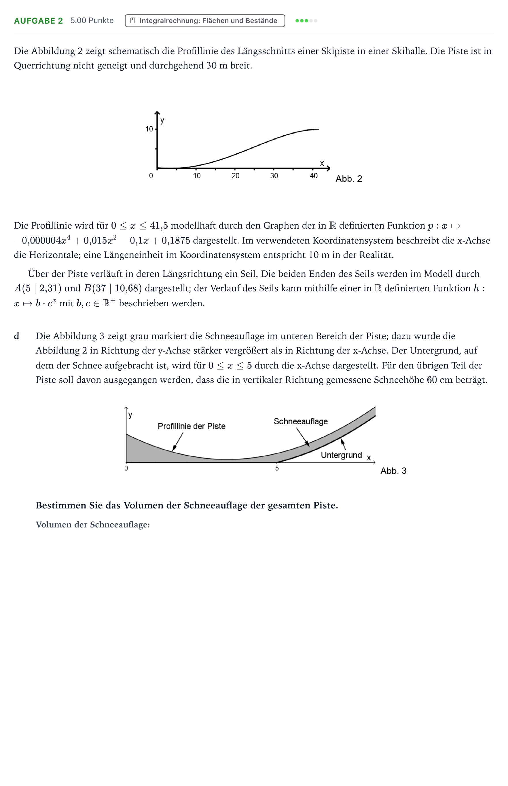 Aufgabenstellung: Aufgabe 2 - Integralrechnung: Flächen und Bestände · Abitur NRW Mathematik LK · Teil B · Analysis (CAS) 2021