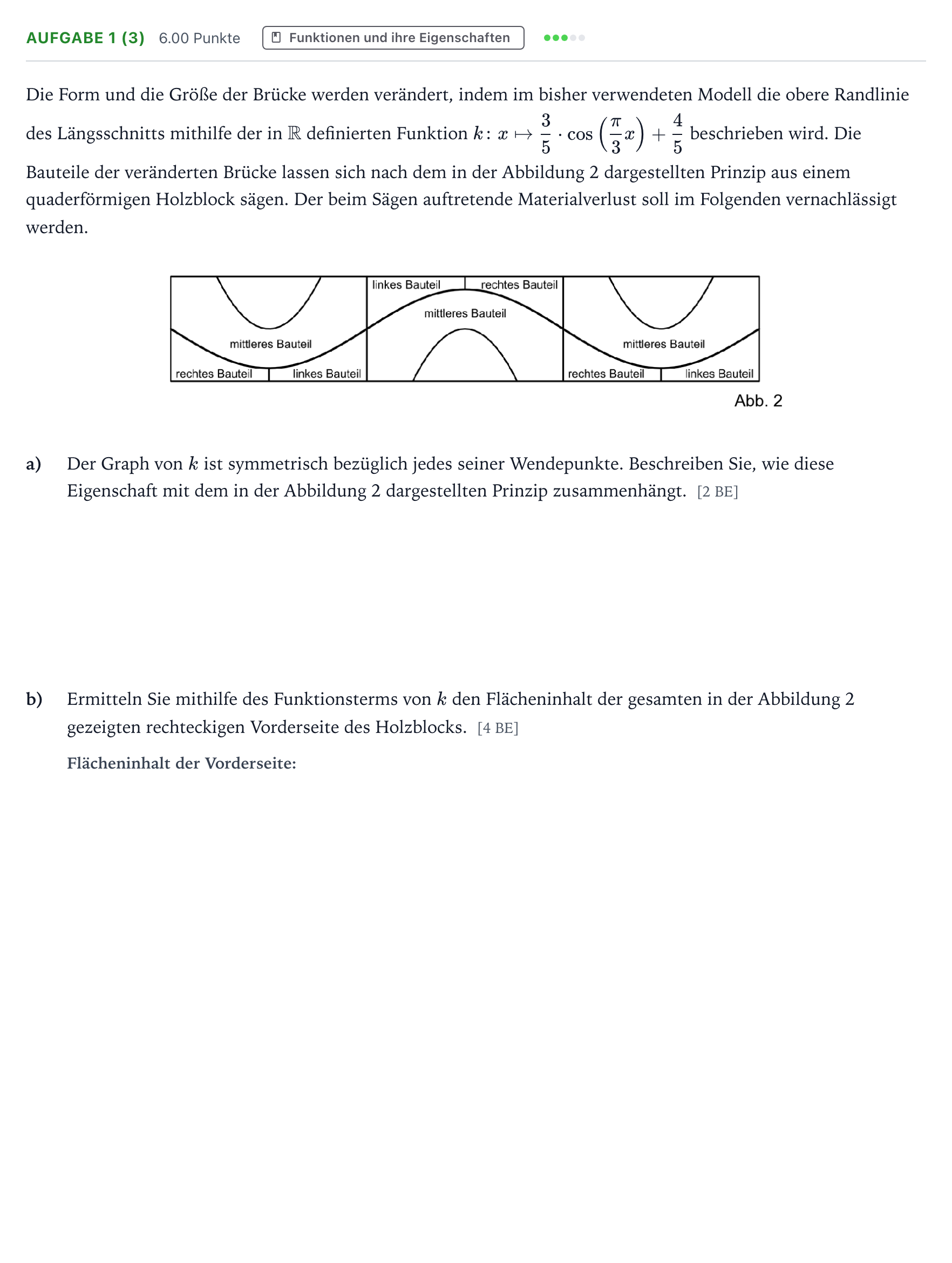 Aufgabenstellung: Aufgabe 1 (3) · Abitur NRW Mathematik LK · Teil B · Analysis (WTR) 2021