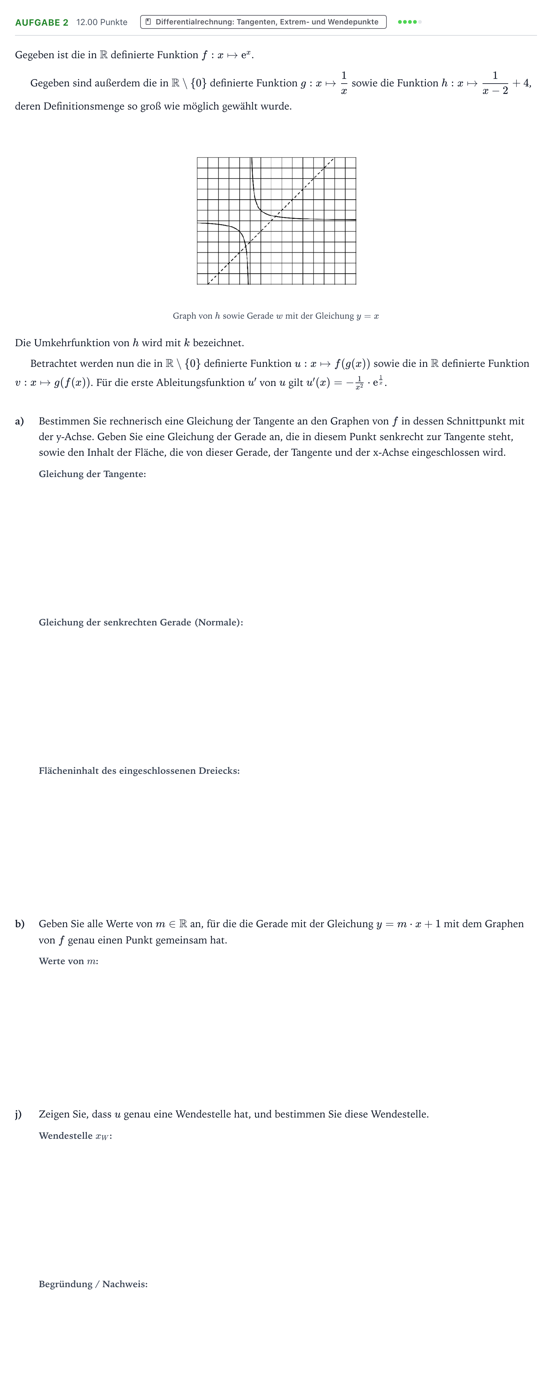Aufgabenstellung: Aufgabe 2 - Differentialrechnung · Abitur NRW Mathematik LK · Teil B · Analysis (WTR) 2021