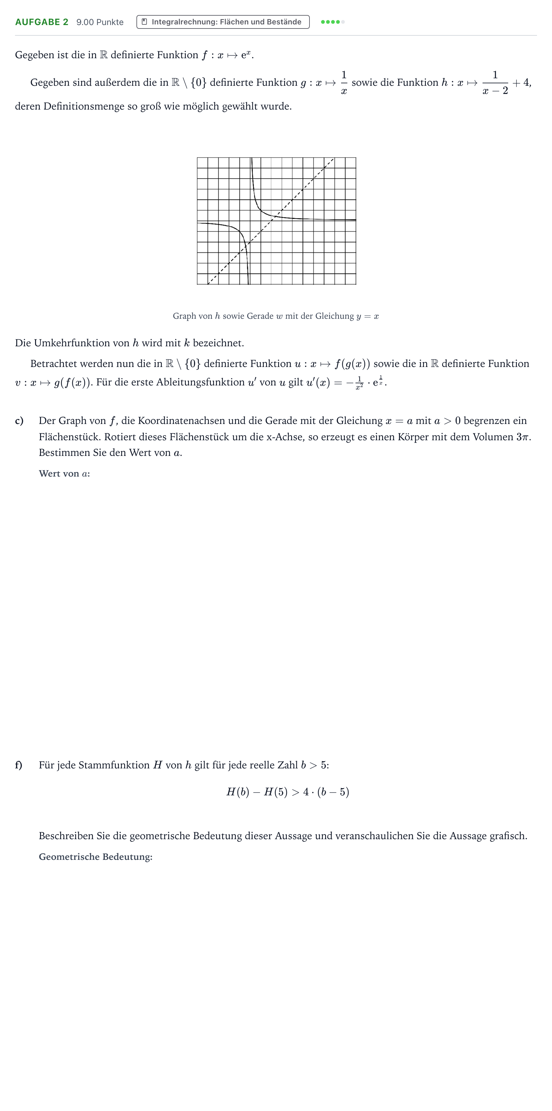 Aufgabenstellung: Aufgabe 2 - Integralrechnung · Abitur NRW Mathematik LK · Teil B · Analysis (WTR) 2021