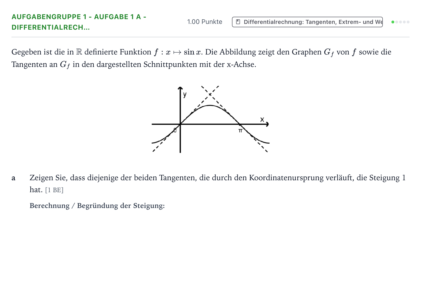 Aufgabenstellung: Aufgabengruppe 1 - Aufgabe 1 a - Differentialrech… · Abitur NRW Mathematik LK · Teil A · Analysis 2021
