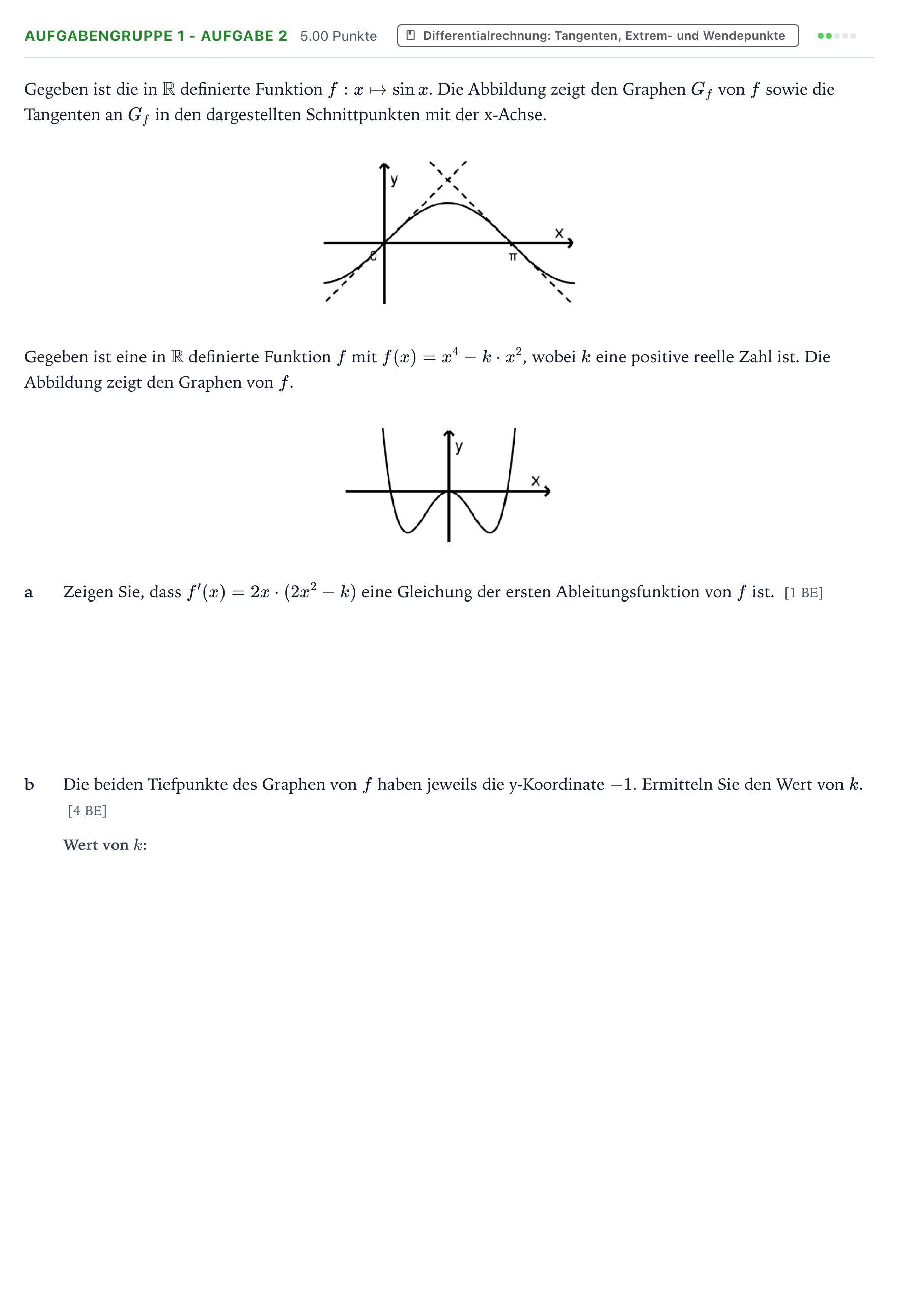 Aufgabenstellung: Aufgabengruppe 1 - Aufgabe 2 · Abitur NRW Mathematik LK · Teil A · Analysis 2021