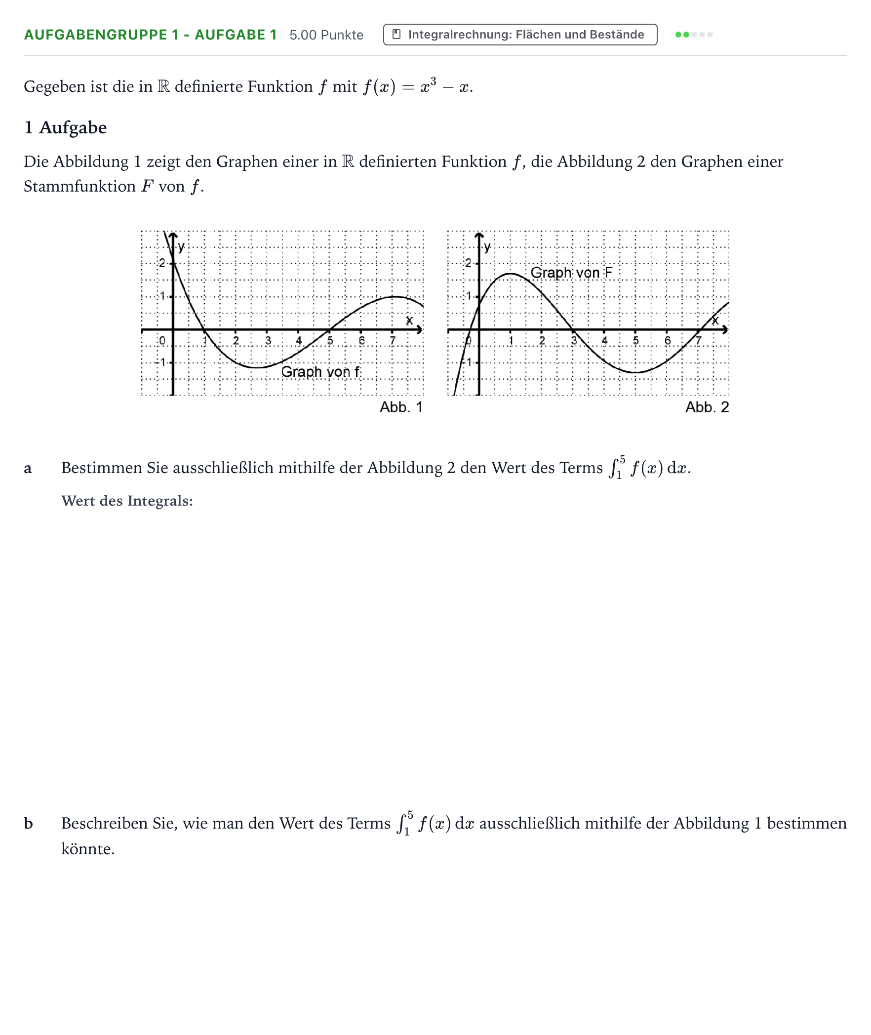 Aufgabenstellung: Aufgabengruppe 1 - Aufgabe 1 · Abitur NRW Mathematik GK · Teil A · Analysis 2021