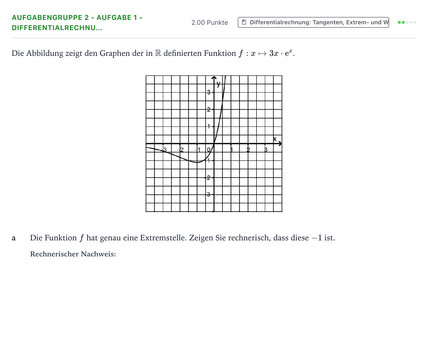 Aufgabenstellung: Aufgabengruppe 2 - Aufgabe 1 - Differentialrechnu… · Abitur NRW Mathematik GK · Teil A · Analysis 2021