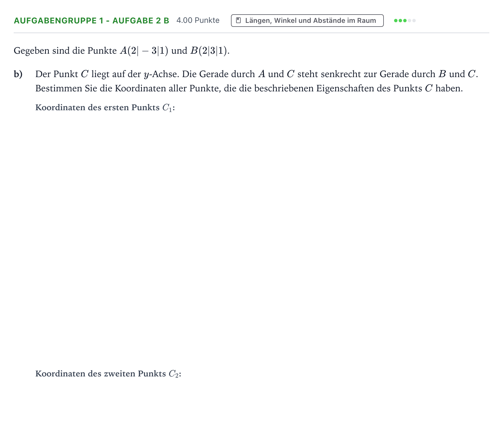 Aufgabenstellung: Aufgabengruppe 1 - Aufgabe 2 b · Abitur NRW Mathematik LK · Teil A · Lineare Algebra 2021