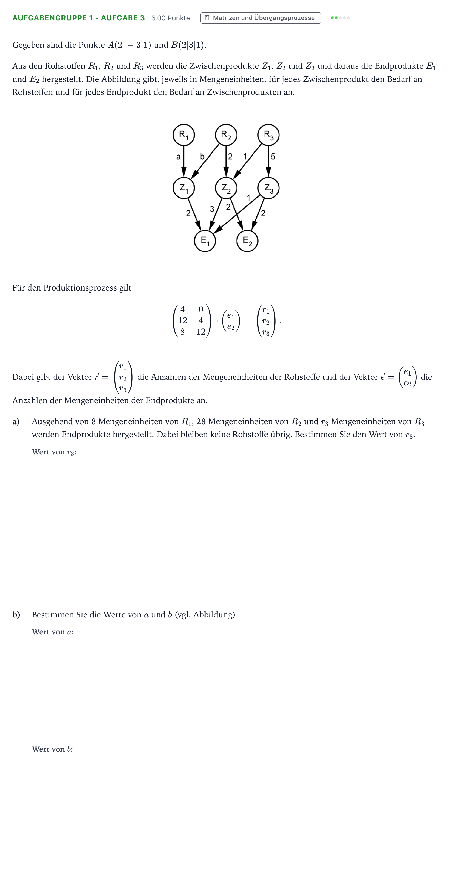 Aufgabenstellung: Aufgabengruppe 1 - Aufgabe 3 · Abitur NRW Mathematik LK · Teil A · Lineare Algebra 2021