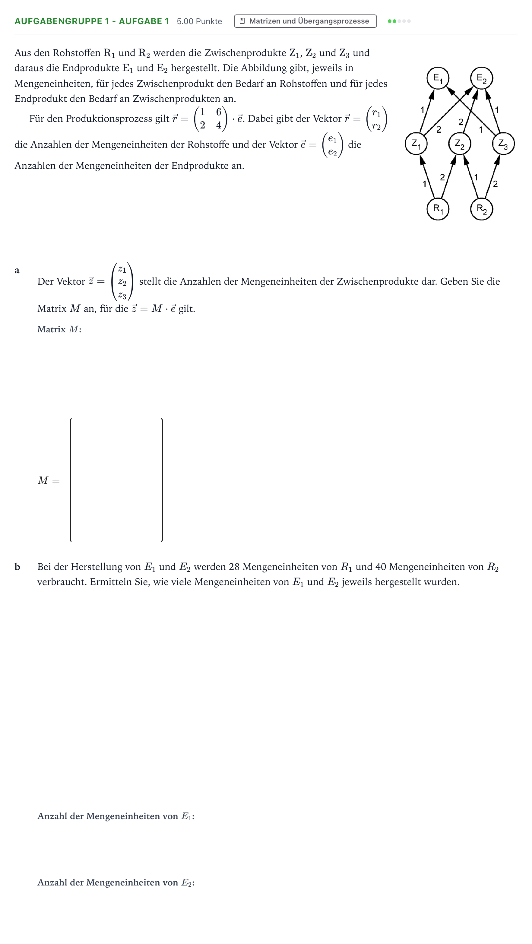 Aufgabenstellung: Aufgabengruppe 1 - Aufgabe 1 · Abitur NRW Mathematik GK · Teil A · Lineare Algebra 2021
