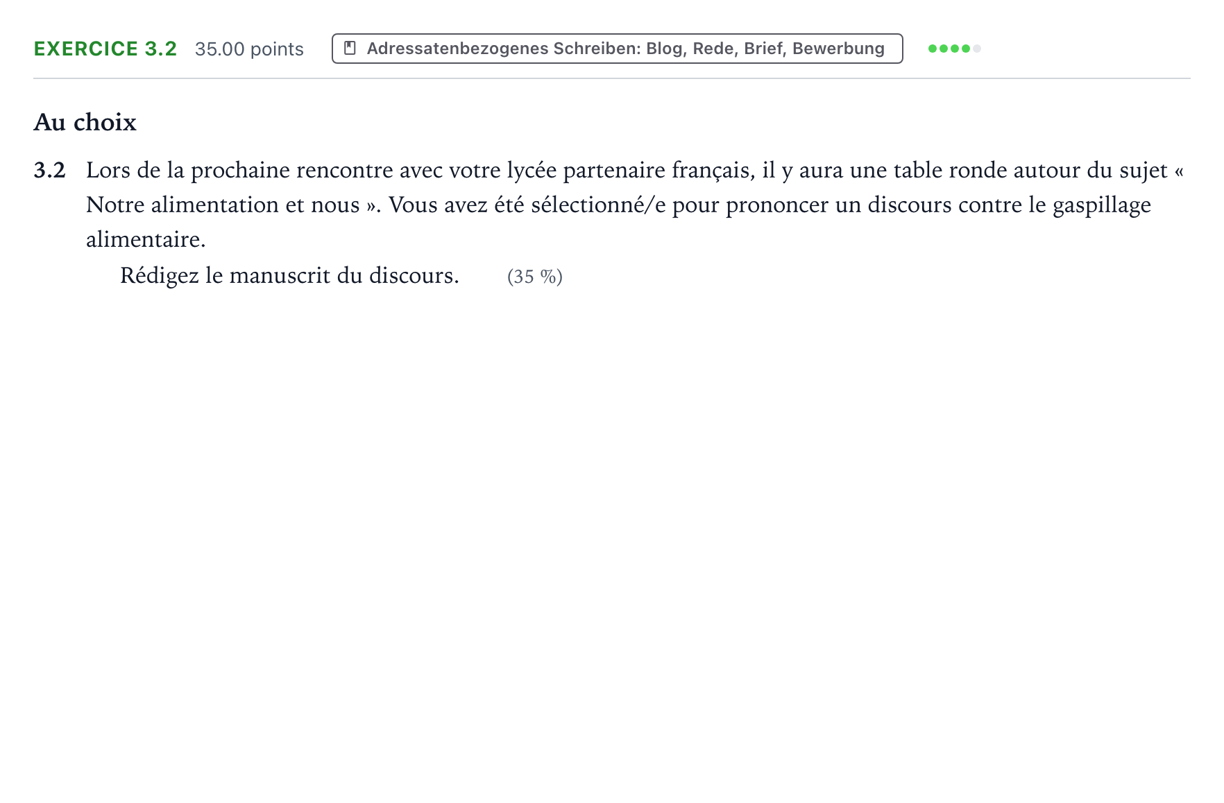 Aufgabenstellung: Aufgabe 3.2 · Abitur NRW Französisch LK · Prudhomme: L'ascension des épicerie 2024