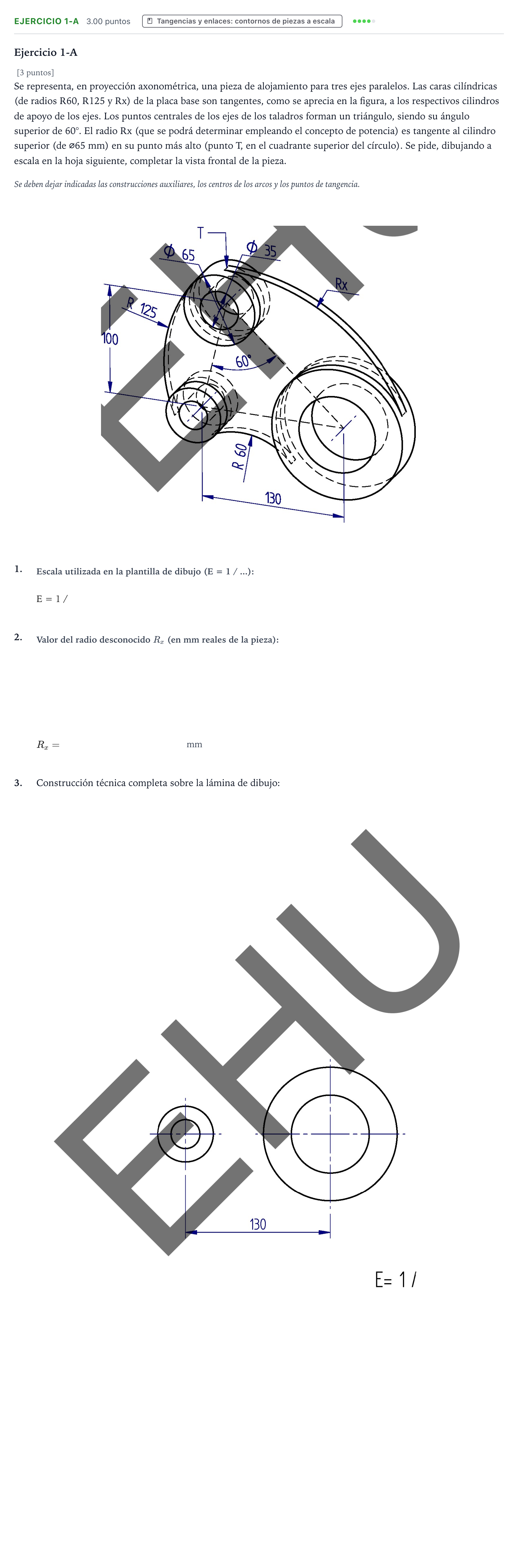 Enunciado: Ejercicio 1-A · Dibujo técnico II PAU País Vasco Ordinaria 2025