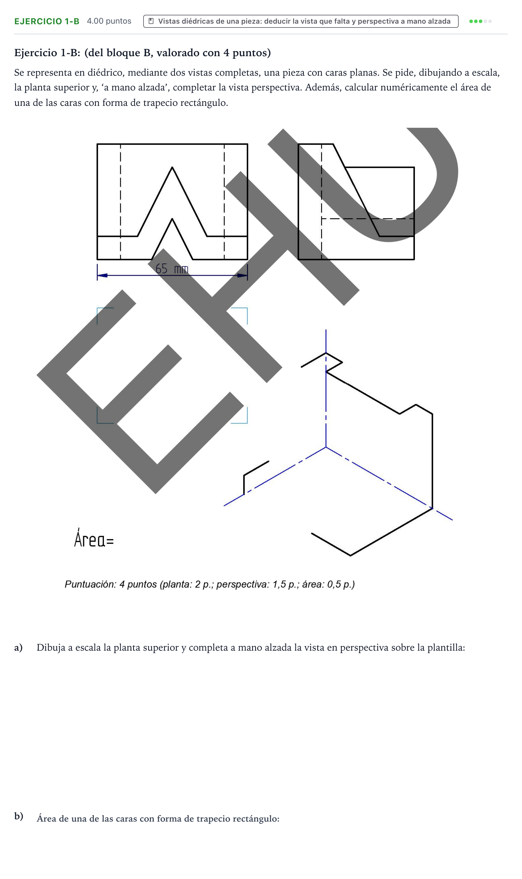 Enunciado: Ejercicio 1-B · Dibujo técnico II PAU País Vasco Ordinaria 2025