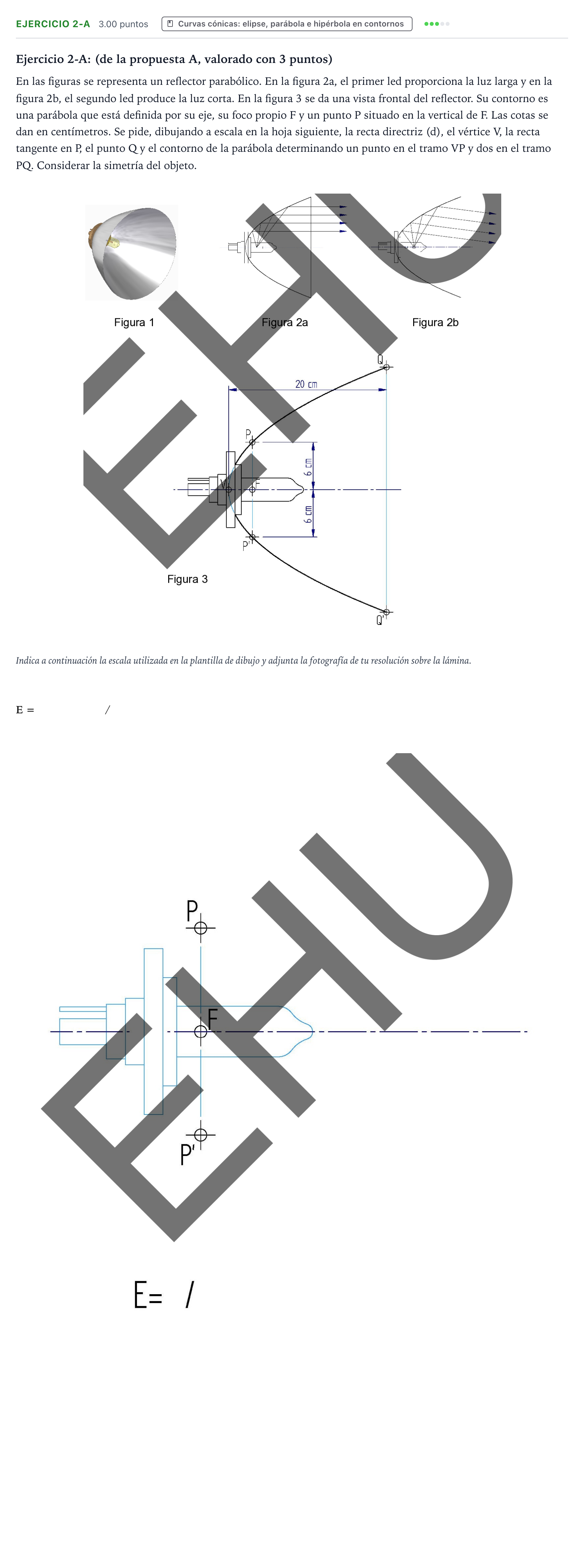 Enunciado: Ejercicio 2-A · Dibujo técnico II PAU País Vasco Ordinaria 2025