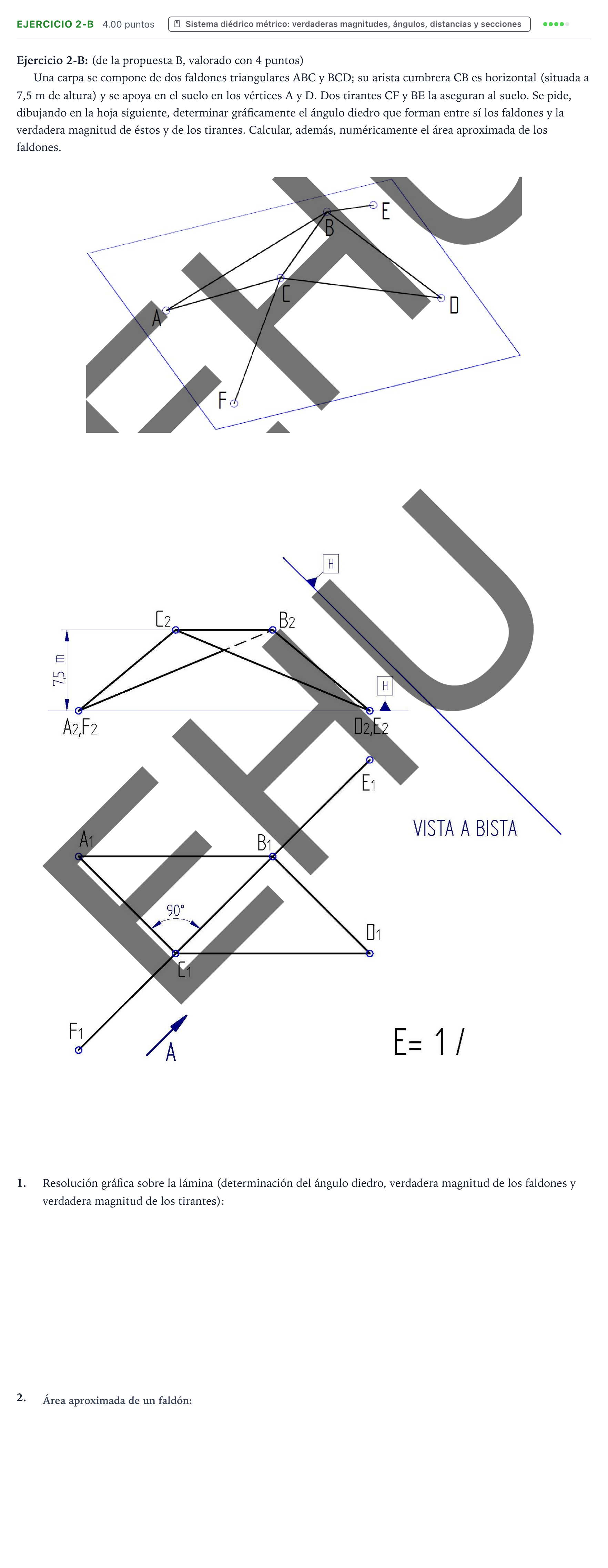 Enunciado: Ejercicio 2-B · Dibujo técnico II PAU País Vasco Ordinaria 2025