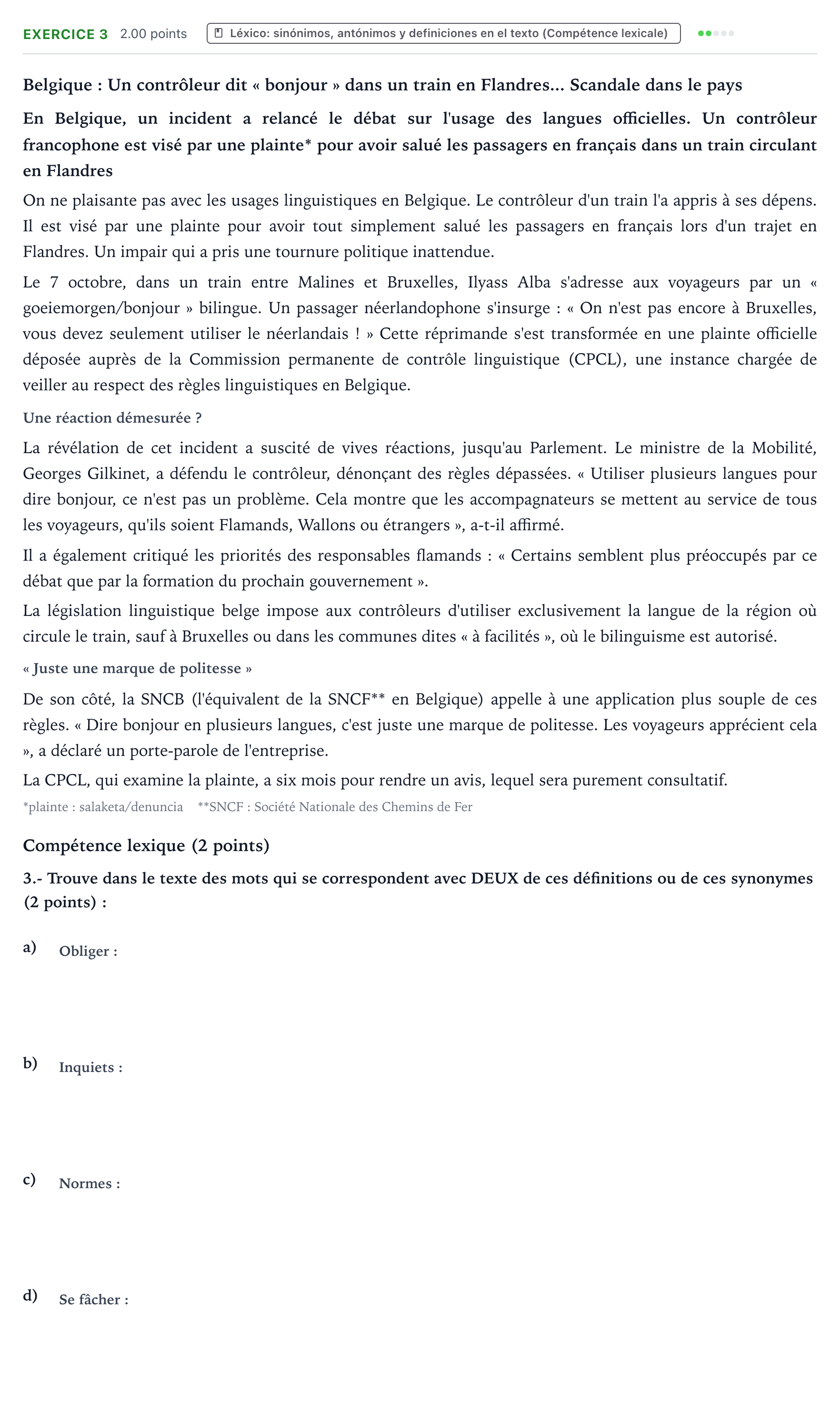Enunciado: Problema 3 · Francés PAU País Vasco Extraordinaria 2025