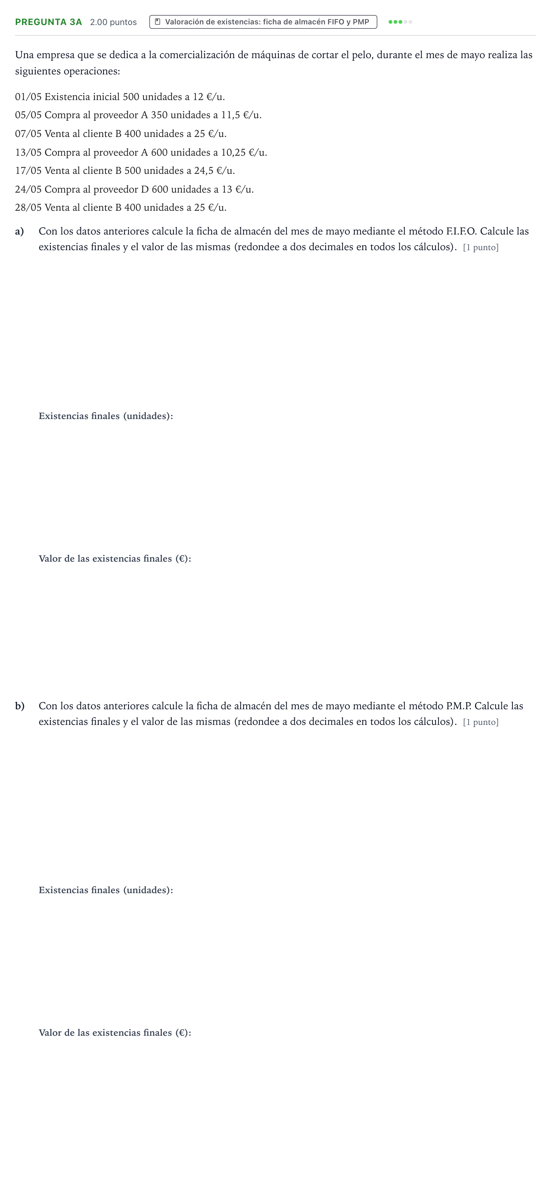 Enunciado: Pregunta 3A · Empresa y Diseño de Modelos de Negocio PAU País Vasco Extraordinaria 2025