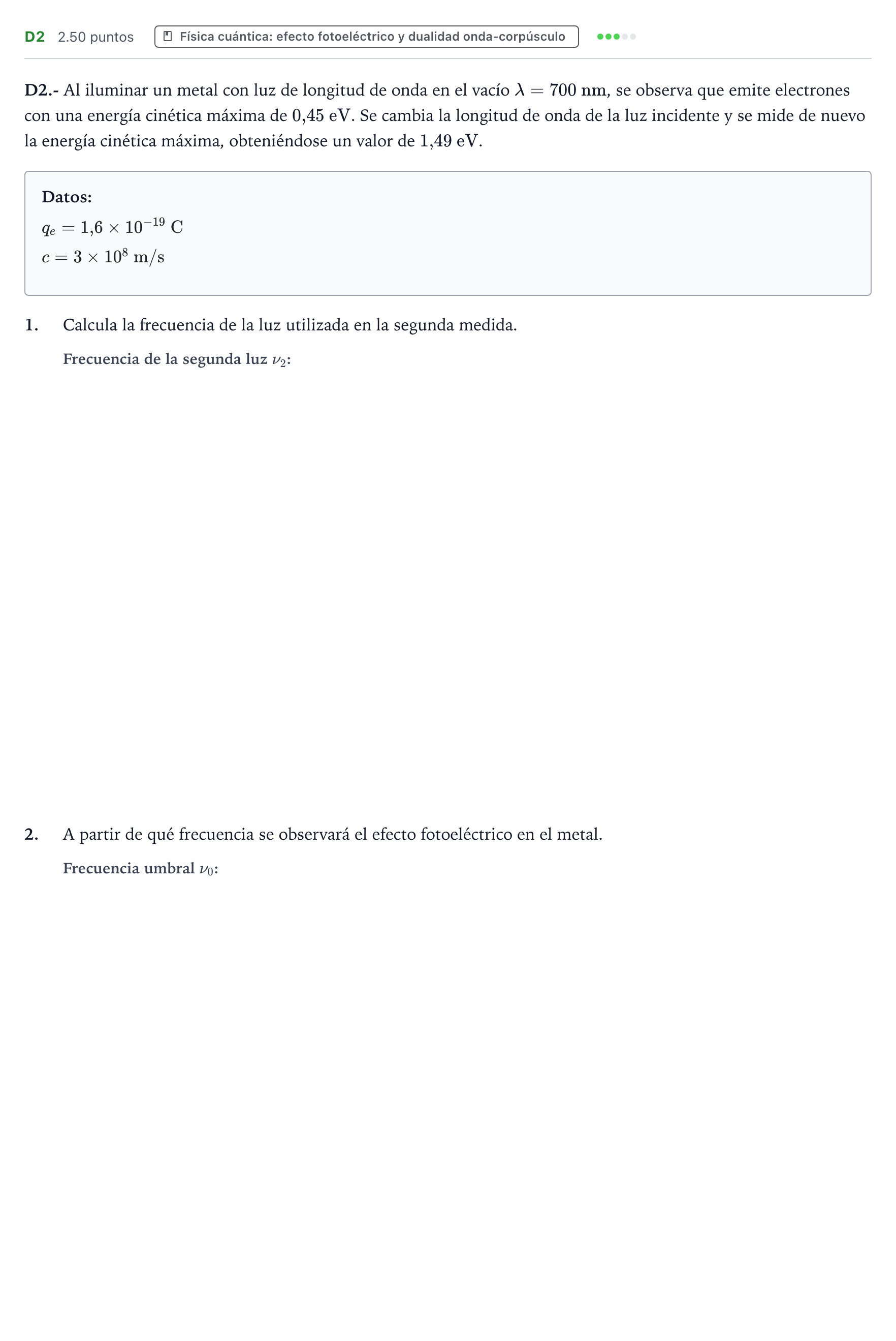 Enunciado: Ejercicio D2 · Física PAU País Vasco Ordinaria 2025