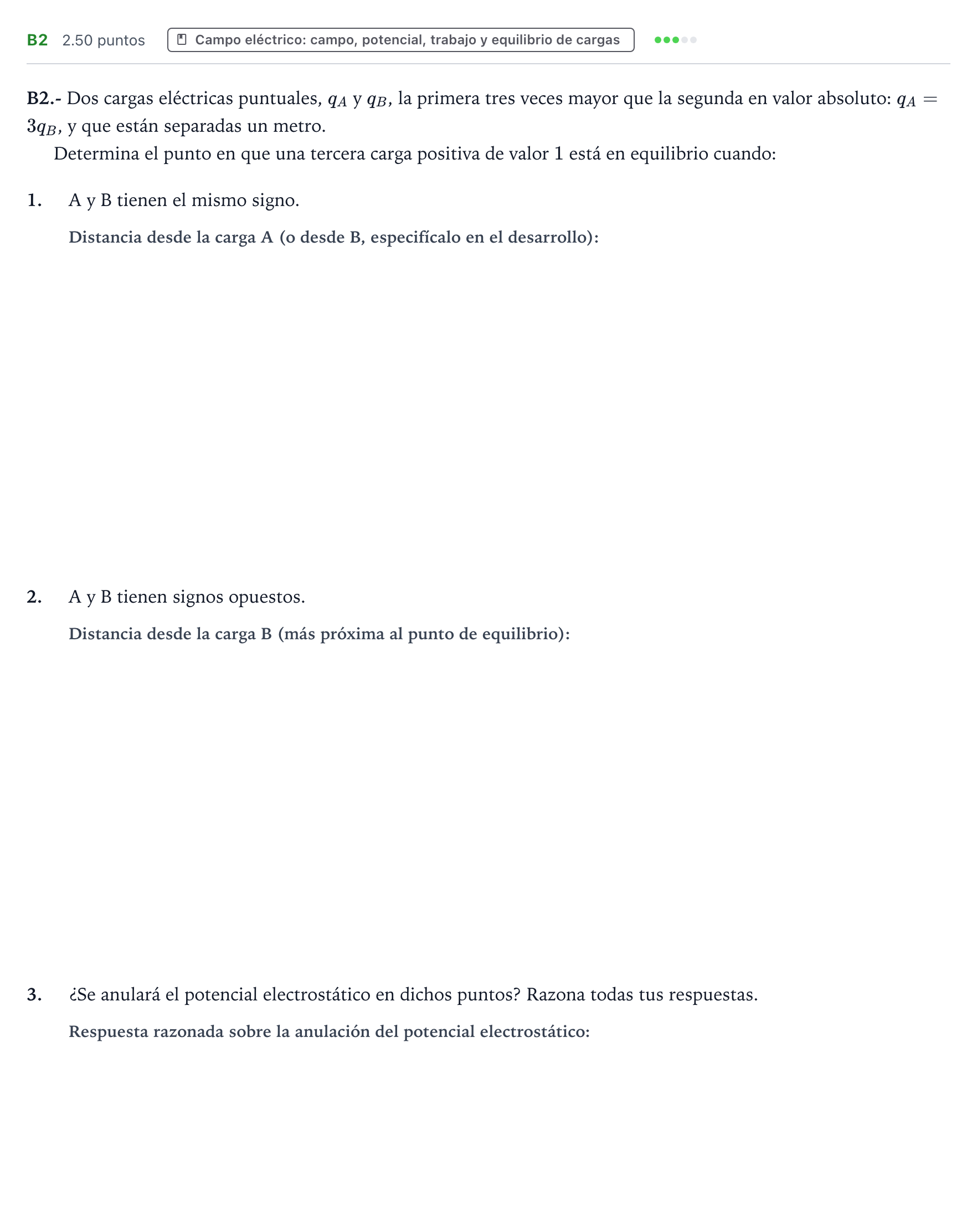 Enunciado: Ejercicio B2 · Física PAU País Vasco Extraordinaria 2025