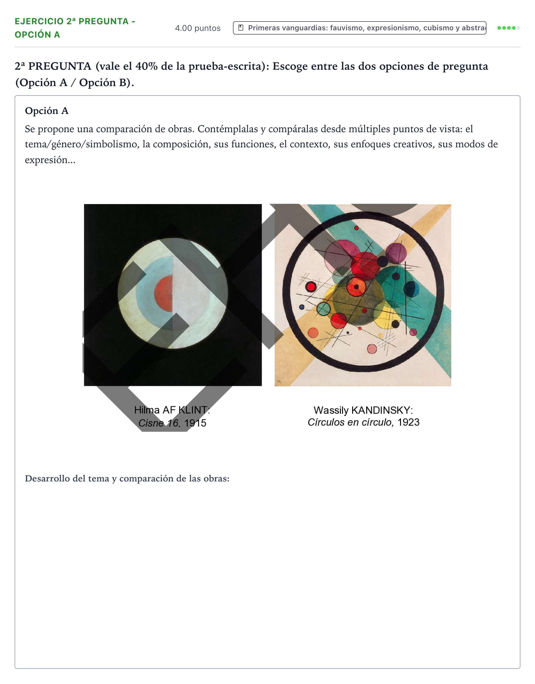 Enunciado: Ejercicio 2ª Pregunta - Opción A · Fundamentos Artísticos PAU País Vasco Ordinaria 2025