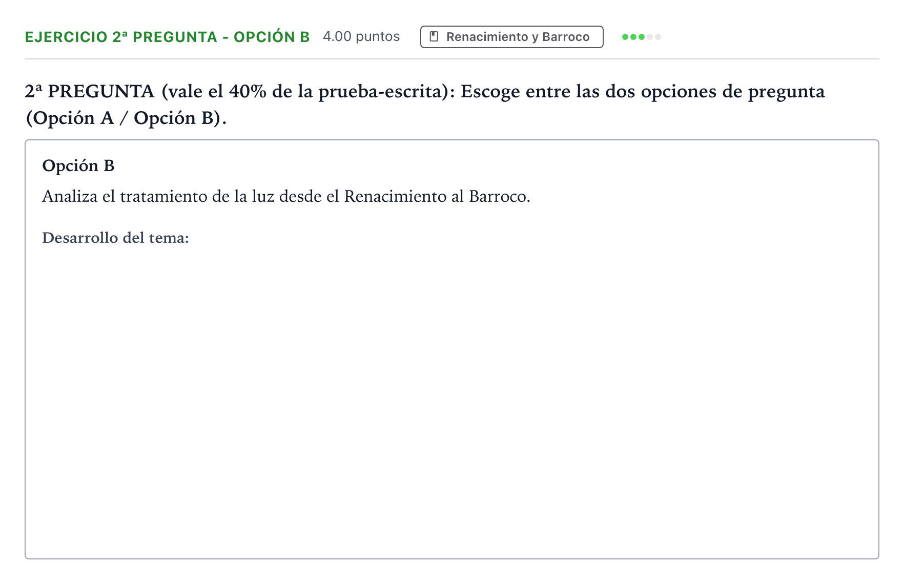 Enunciado: Ejercicio 2ª Pregunta - Opción B · Fundamentos Artísticos PAU País Vasco Ordinaria 2025
